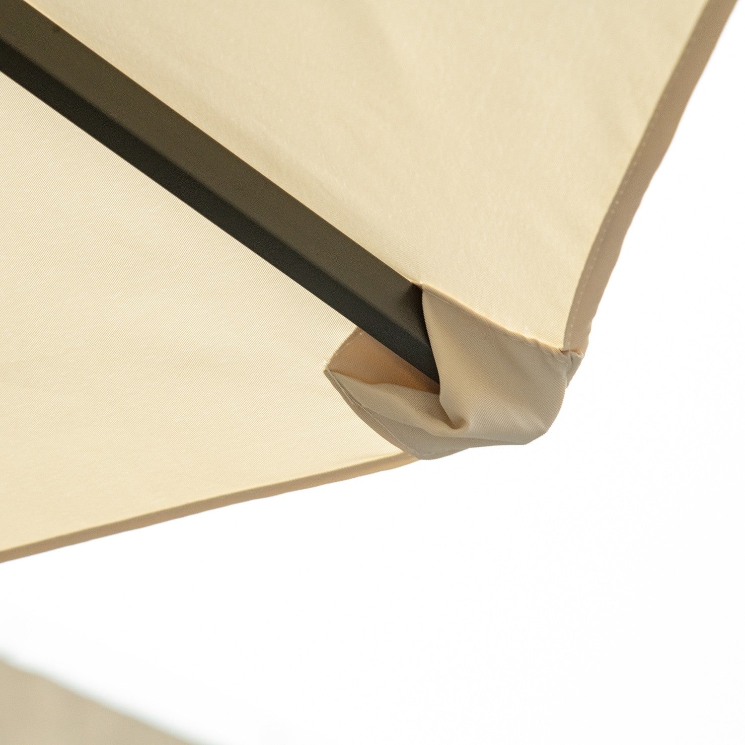 Ovalt dubbelparaply med stativ, krämvit, handvev