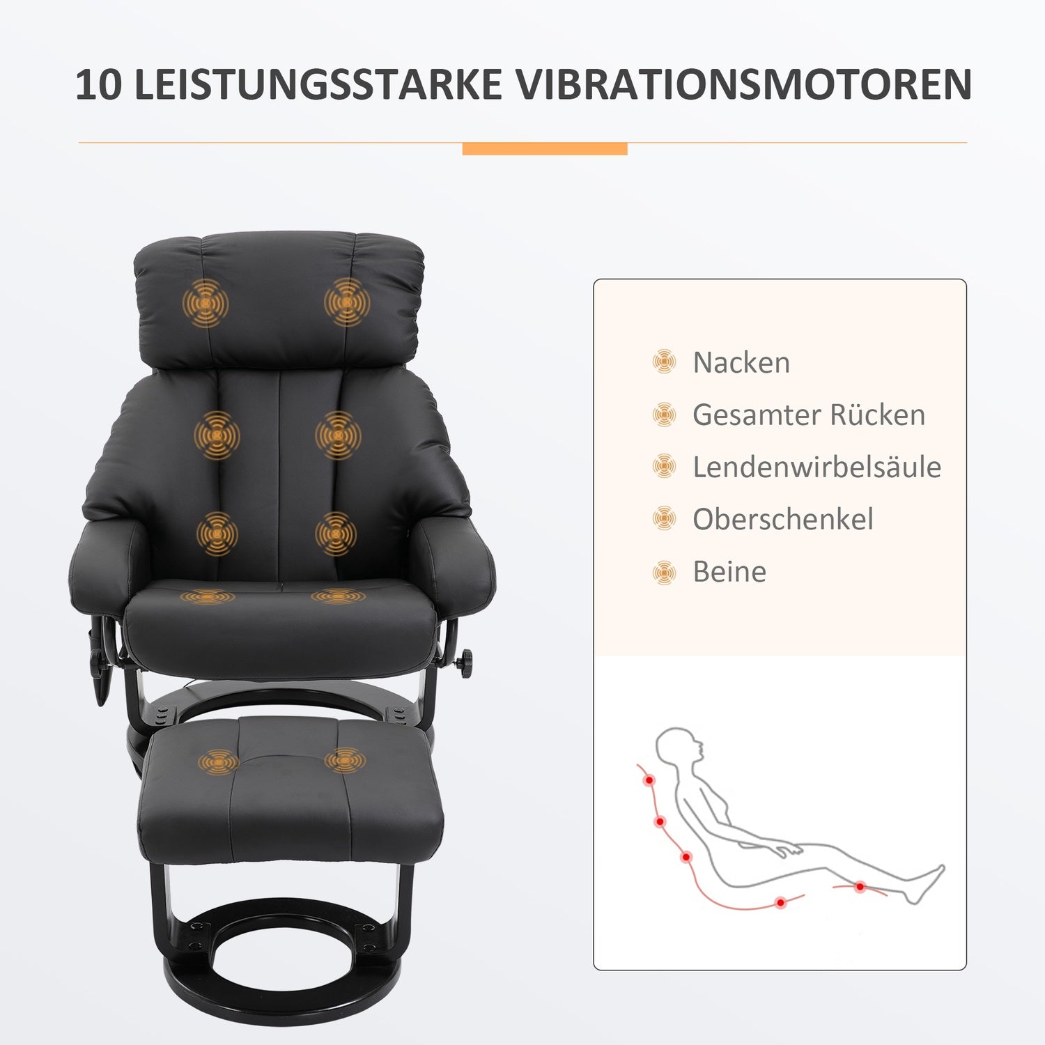 Svart massagepall – 76x80x102 cm Justerbar höjd