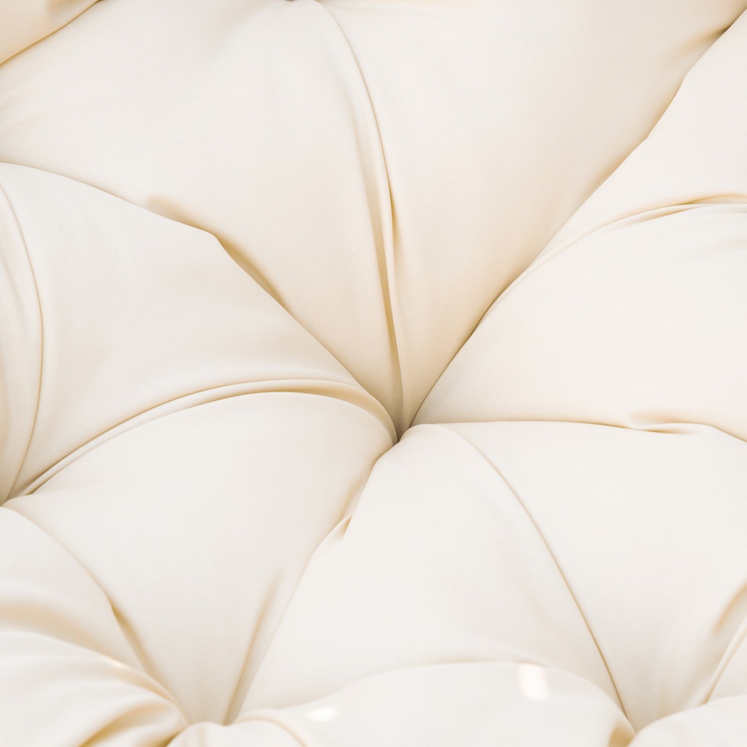 Flätad Papasan-stol med dyna, 360° metallram, kräm