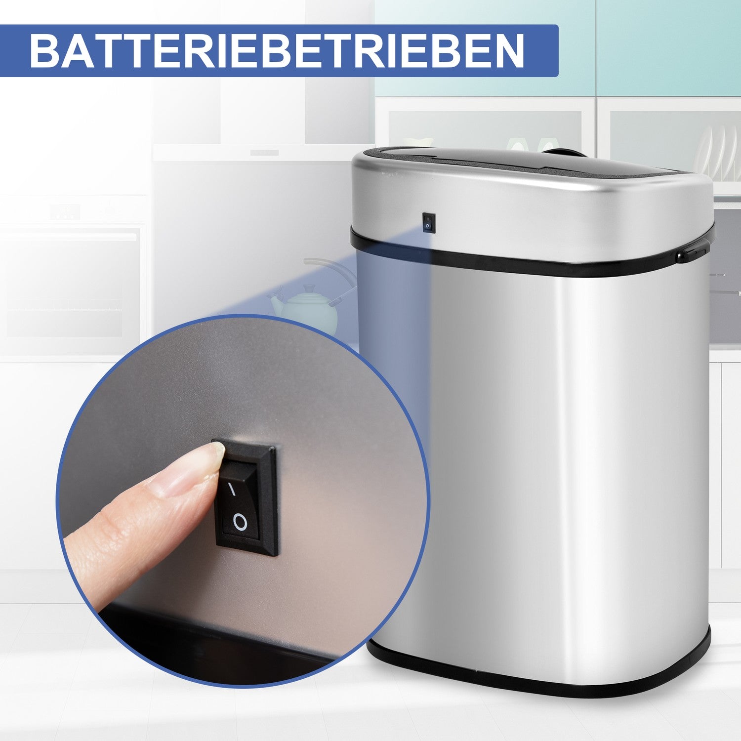 48L papperskorg i rostfritt stål med infraröd sensor, silver