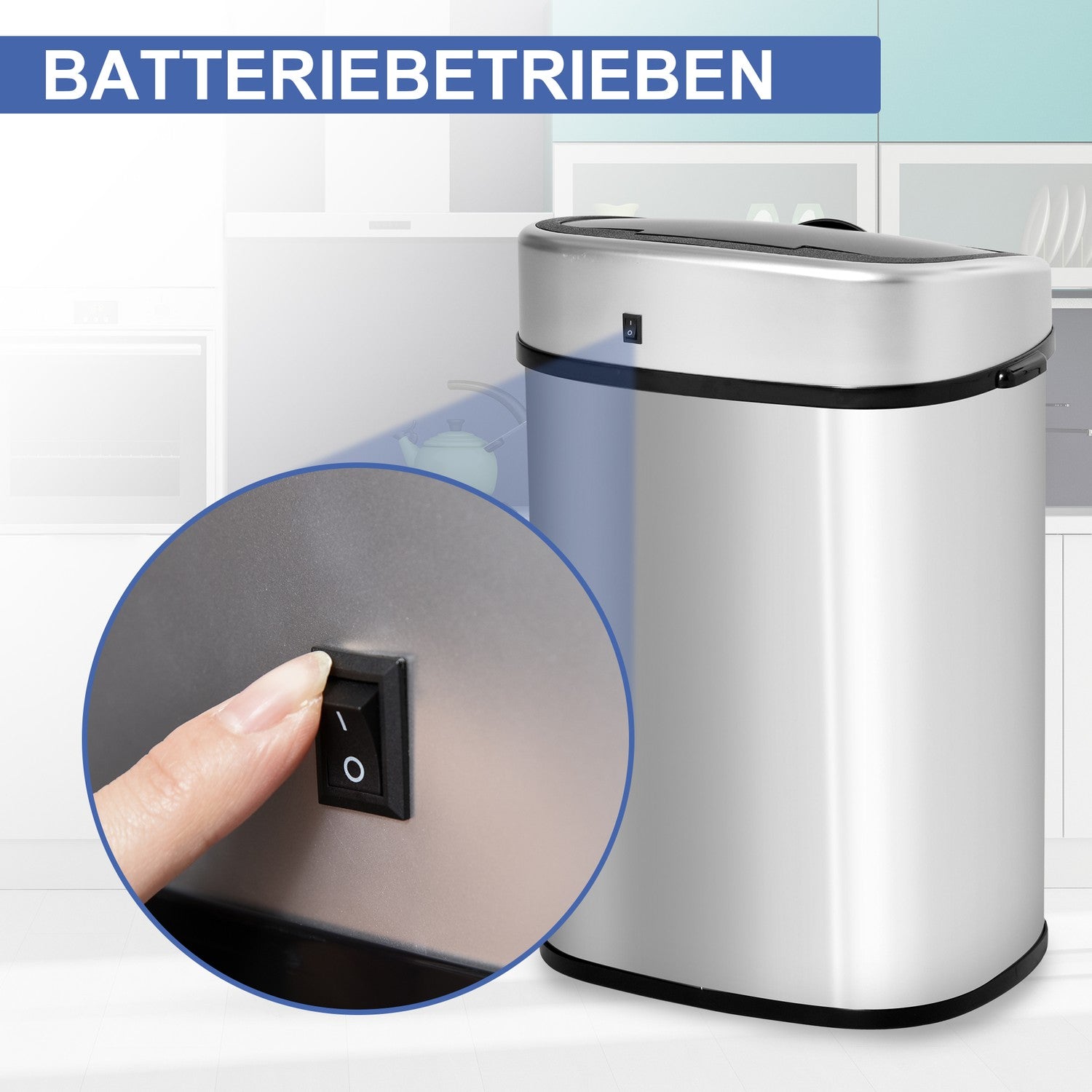 Automatisk 58L soptunna i rostfritt stål med sensor