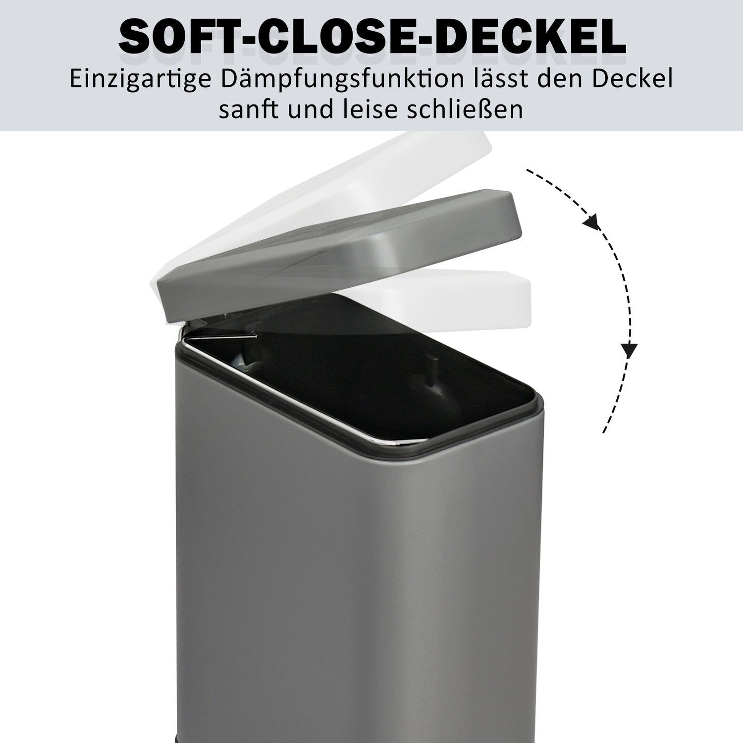 Trash Can Pedal Bin 5L Med lock och Inner Bin, Grå