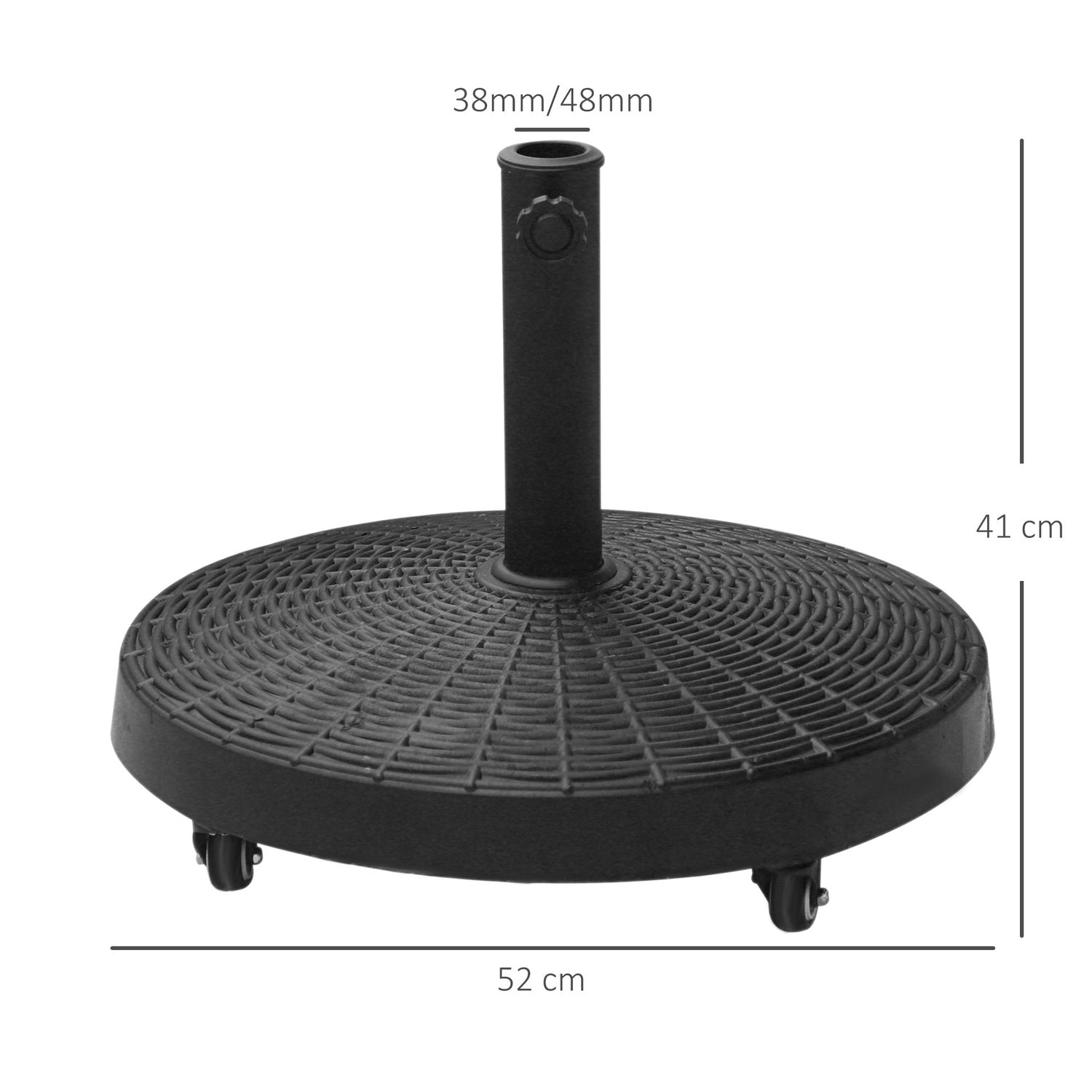 Paraplybas med hjul, Rottinglook, 25 Kg, Ø38/48 mm