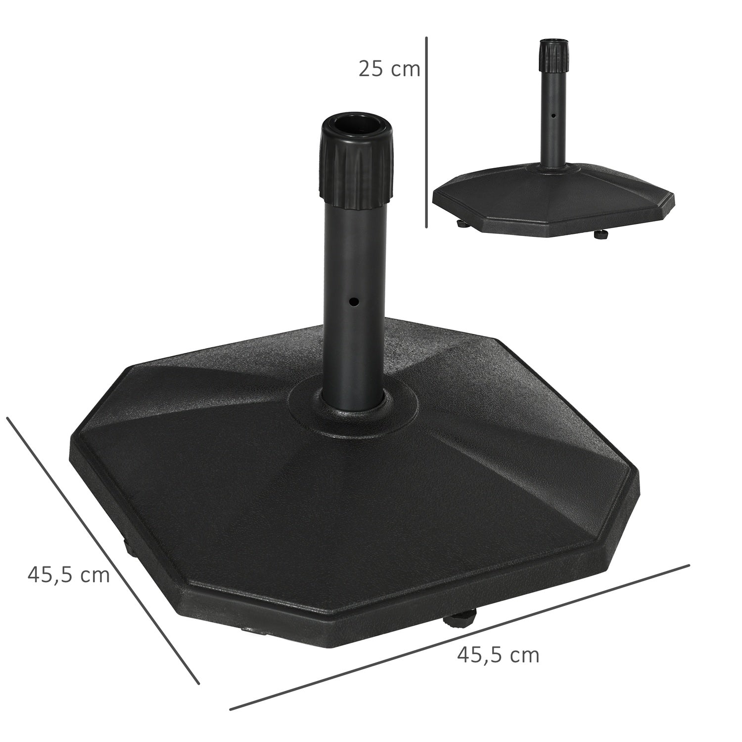 Stabilt parasollställ 22Kg för 32-38mm stolpar, svart