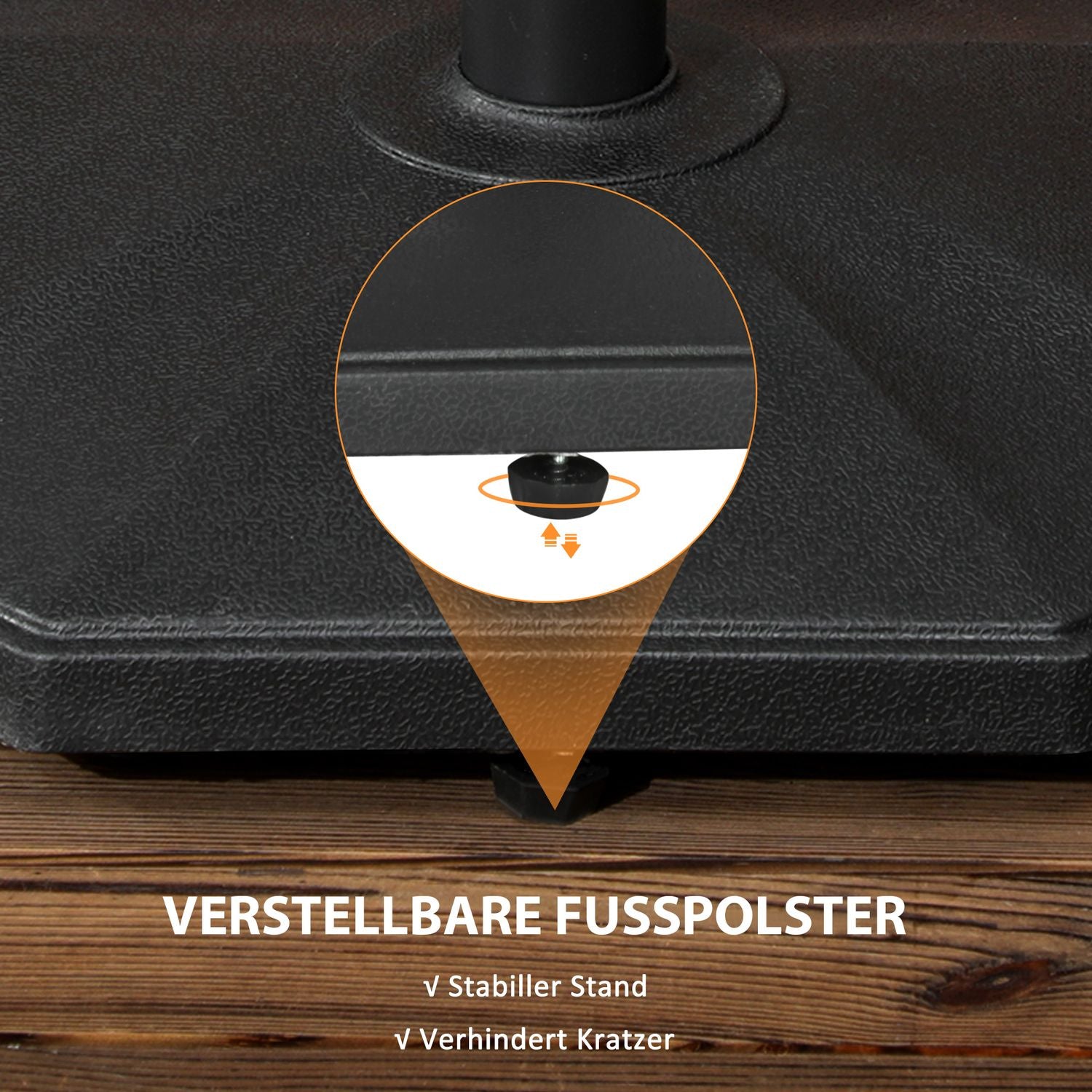 Stabilt parasollställ 22Kg för 32-38mm stolpar, svart