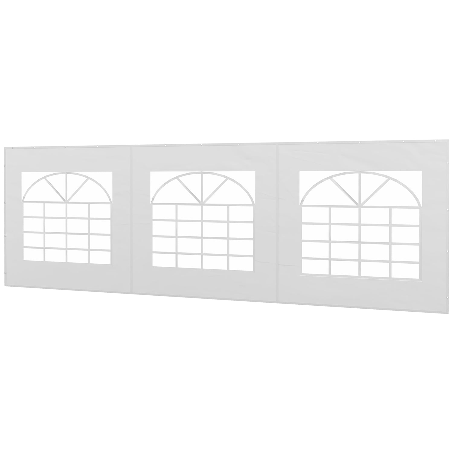 Paviljongsidopanel med fönster, 6x2m Vattentät Vit