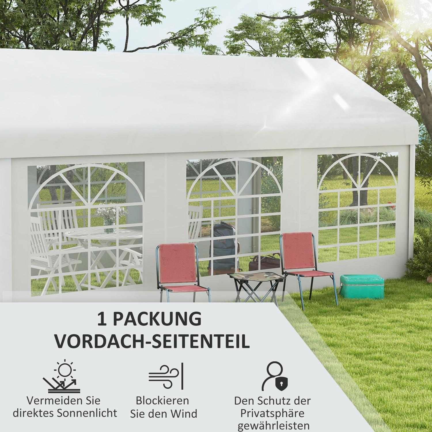 Paviljongsidopanel med fönster, 6x2m Vattentät Vit
