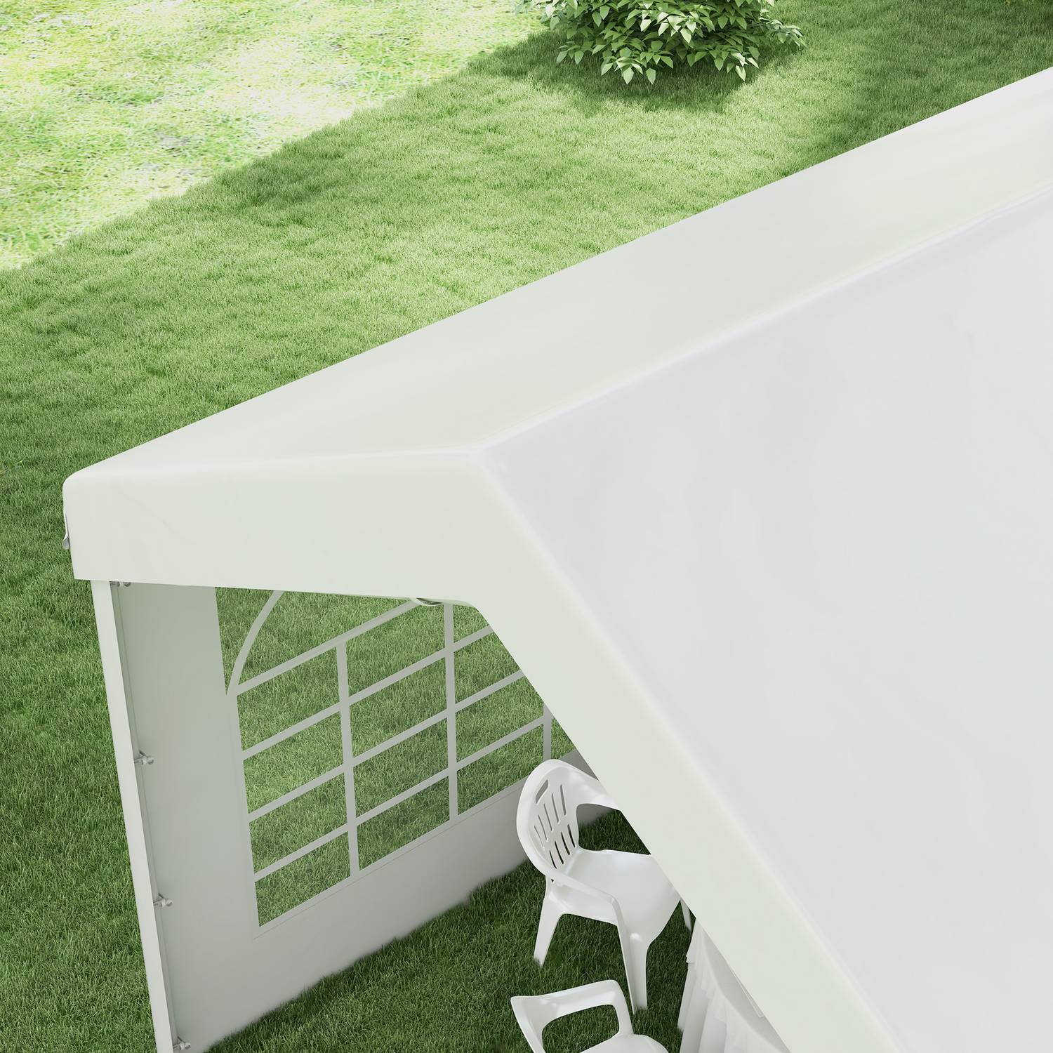 Paviljongsidopanel med fönster, 6x2m Vattentät Vit