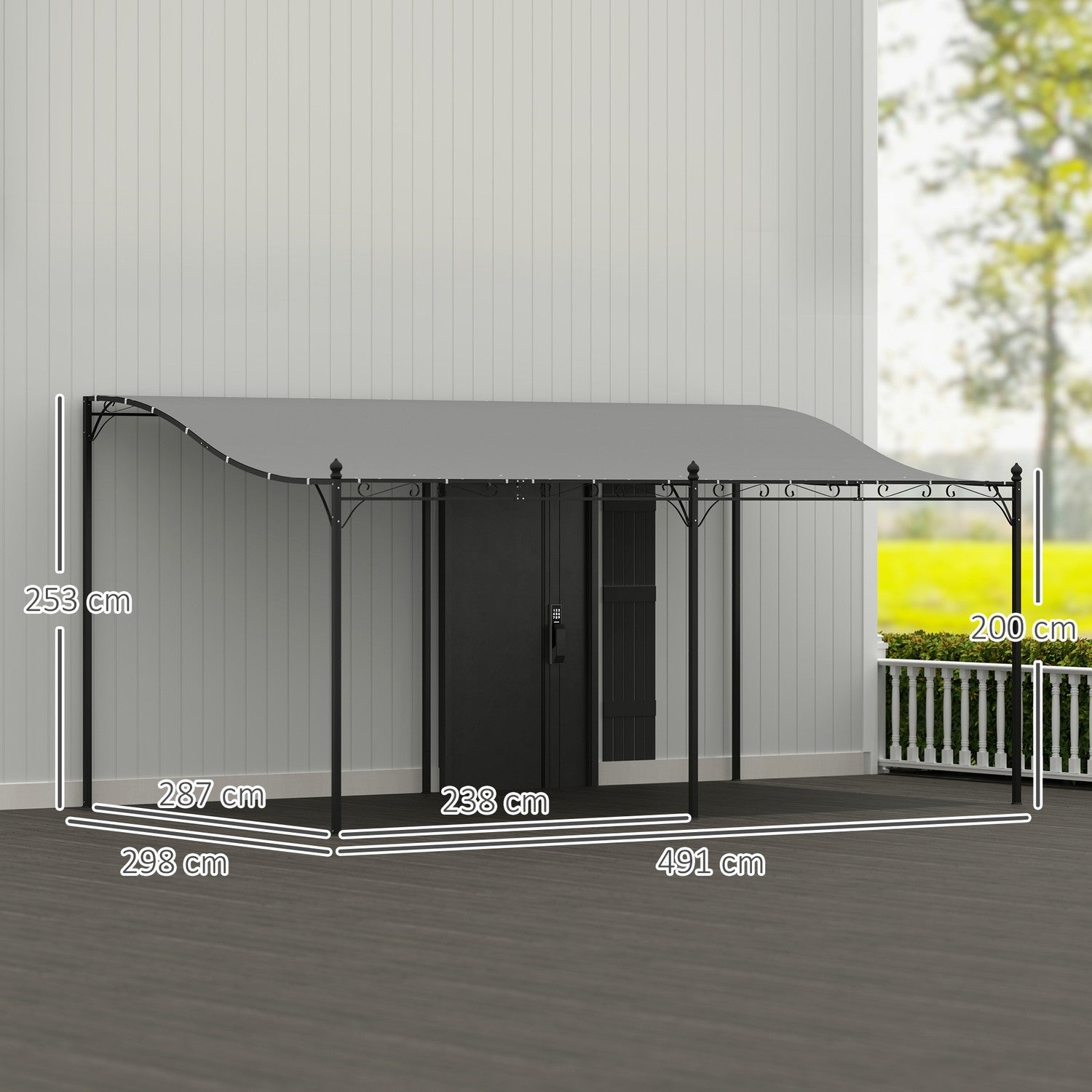 Fristående trädgårdspaviljong med vattenavvisande tak, 3x5 m