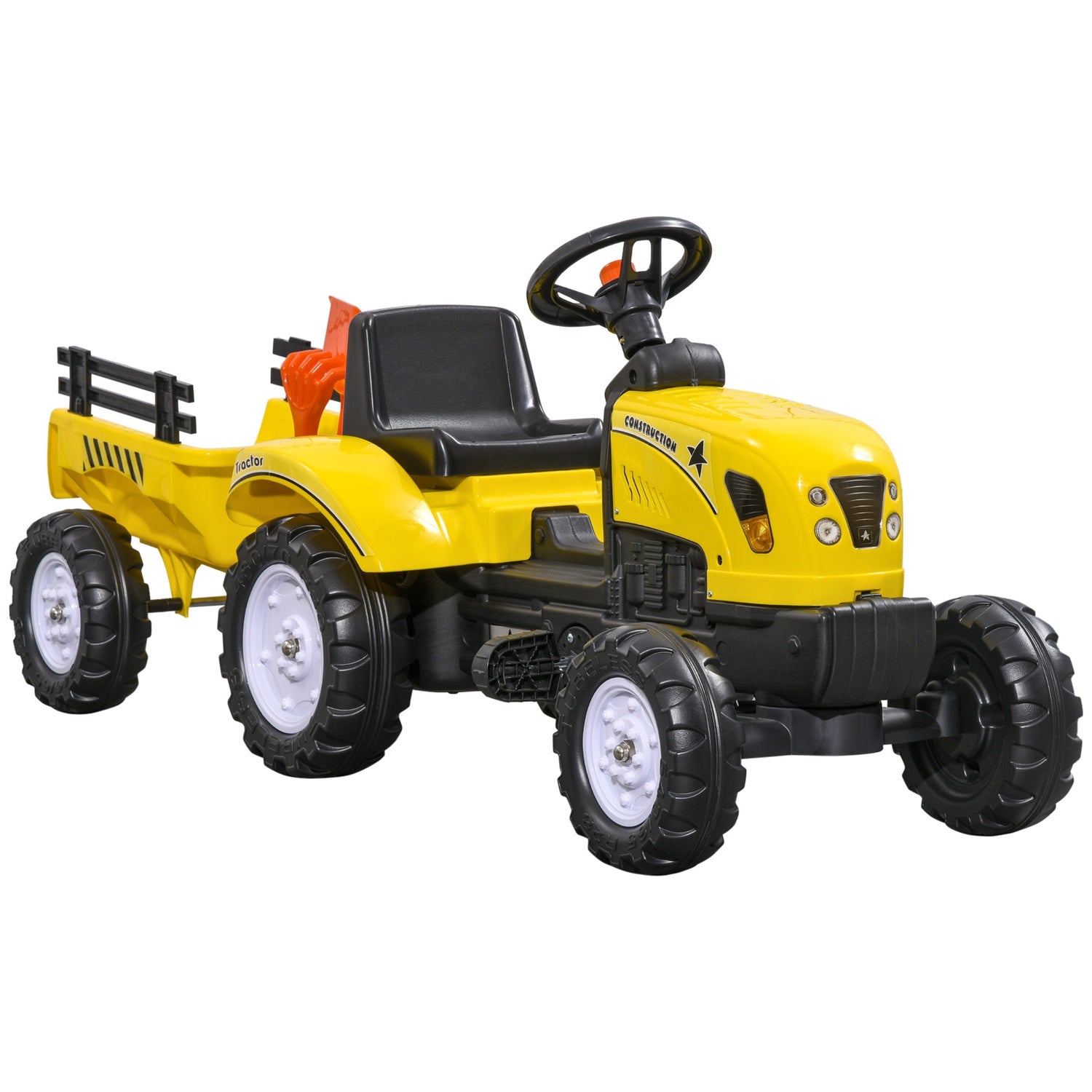 Pedaltraktor för barn, gul, metall, åldrarna 3+