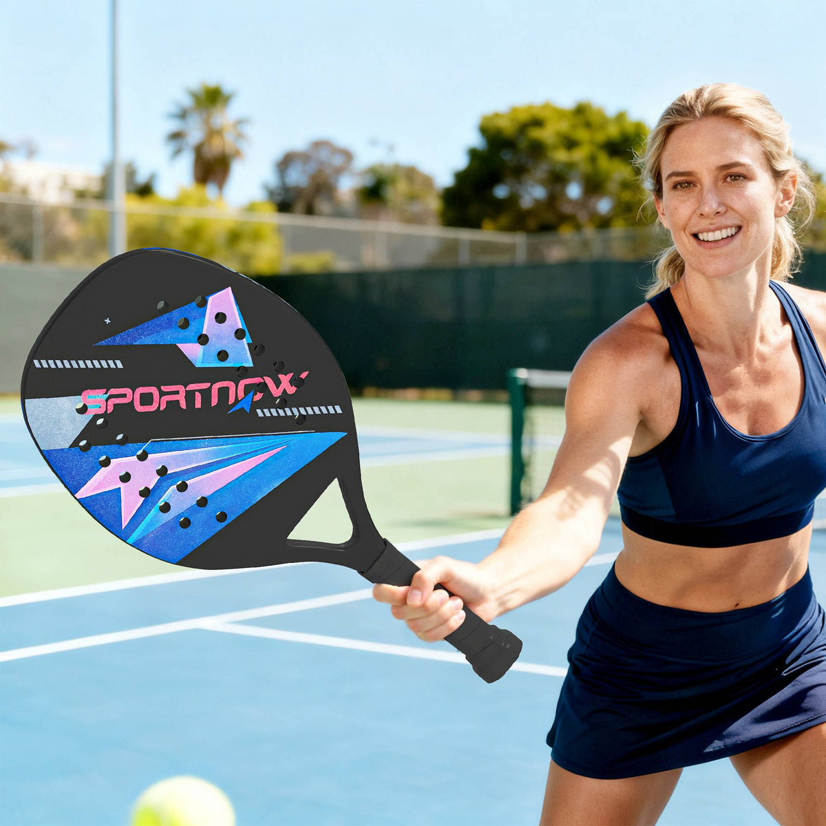 Pickleball-paddelset, kolfiber, halkfritt grepp, väska ingår