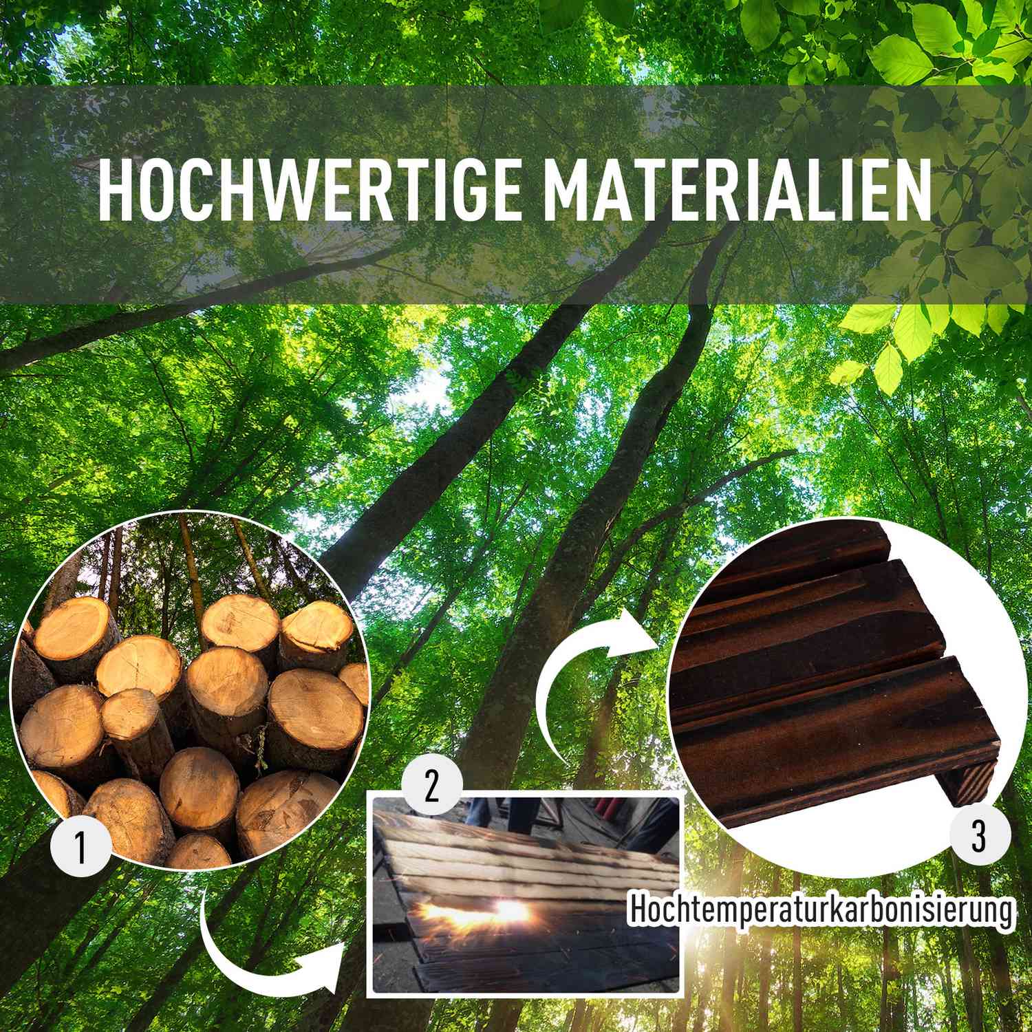 Planthylla i massivt trä i fyra nivåer, förkolnad finish