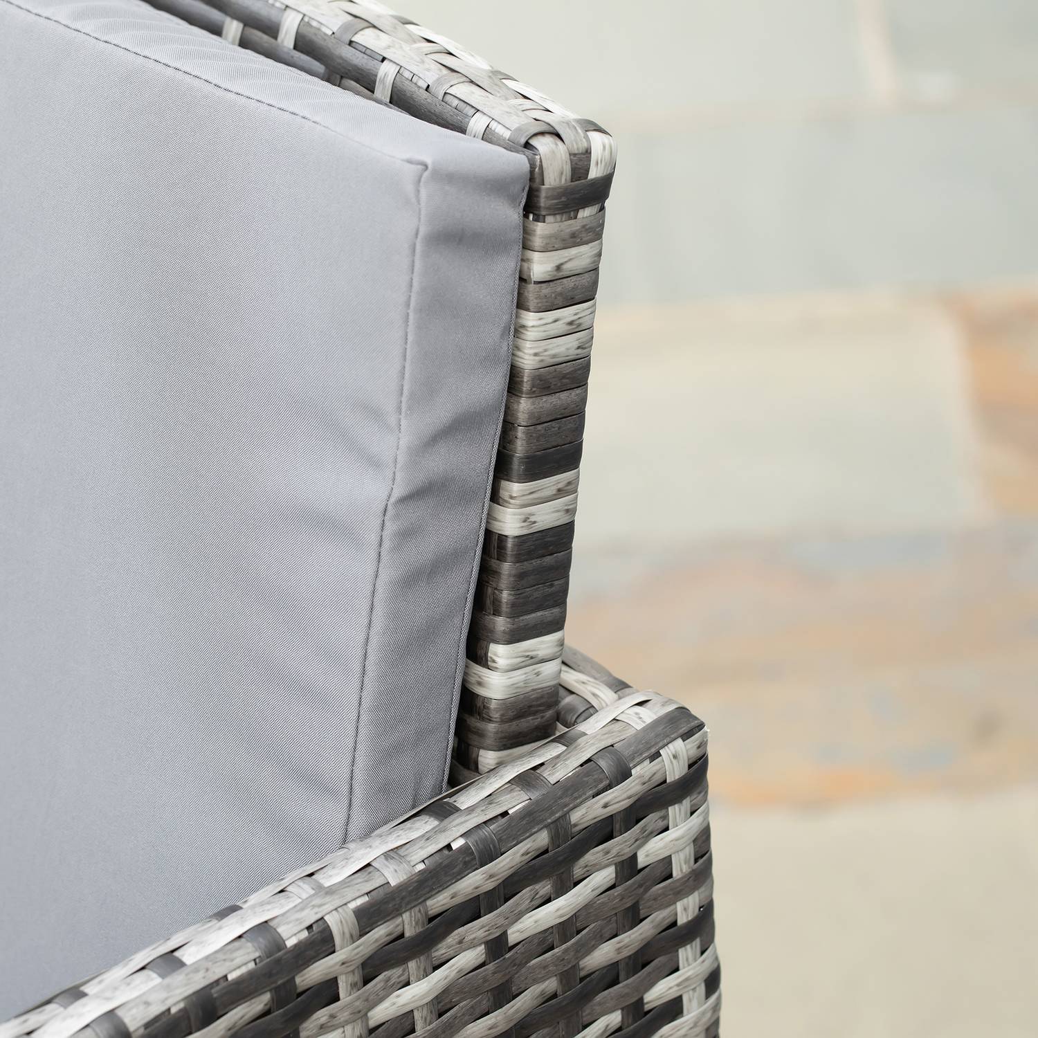 Polyrotting 4-sits trädgårdsmatsalsset med kuddar, grå