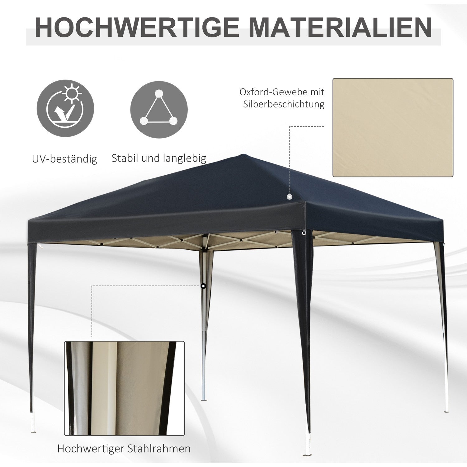 Pop-up lusthus, 3x3m, vattenavvisande, vintersäker, UV-skydd
