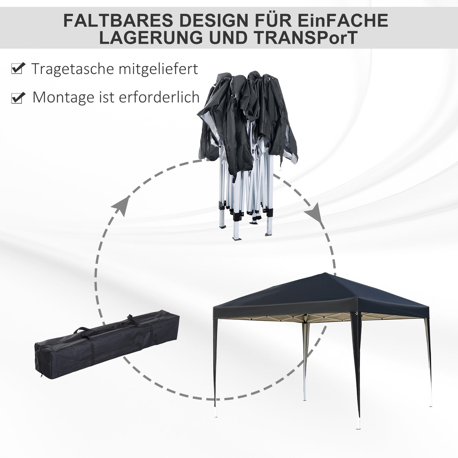 Pop-up lusthus, 3x3m, vattenavvisande, vintersäker, UV-skydd