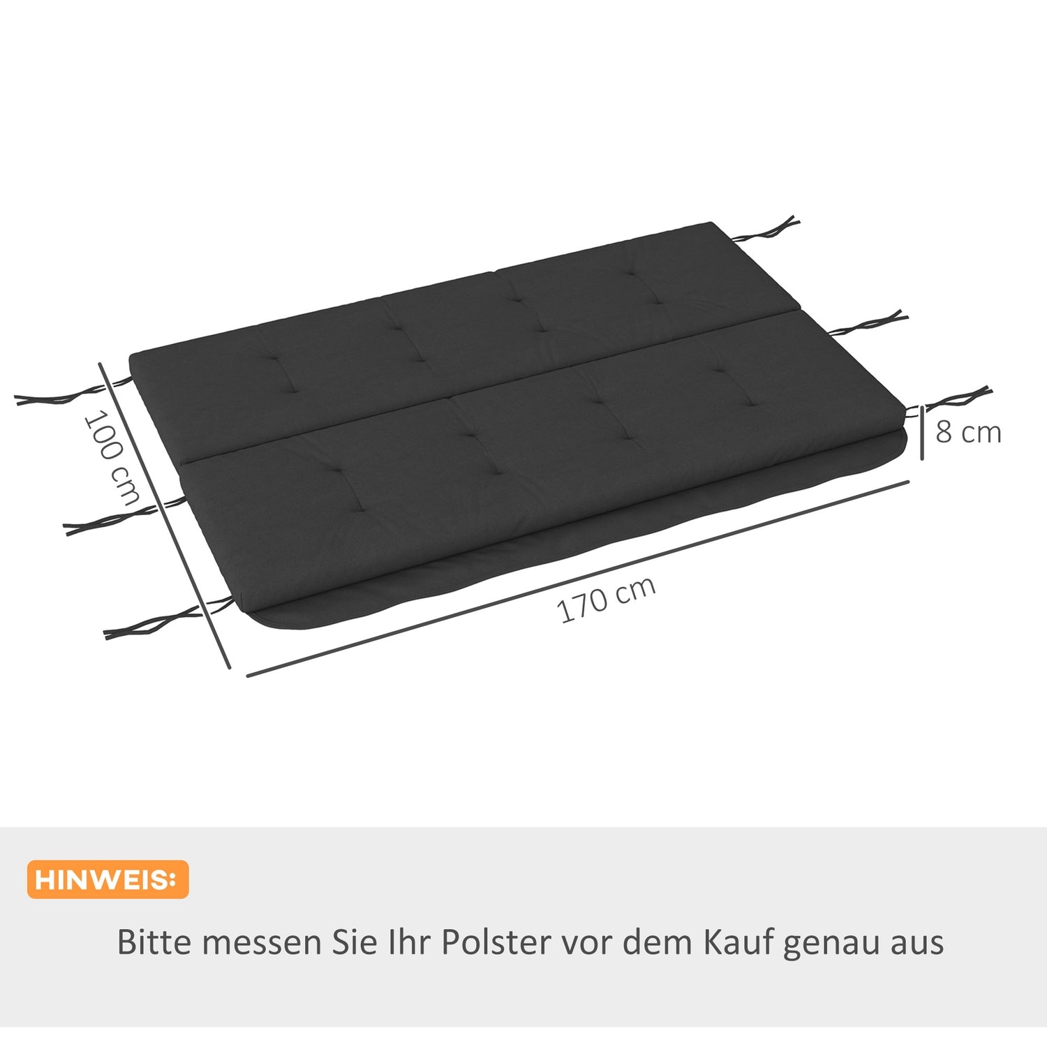 Porch Swing Kuddset – Mörkgrå, 170 cm