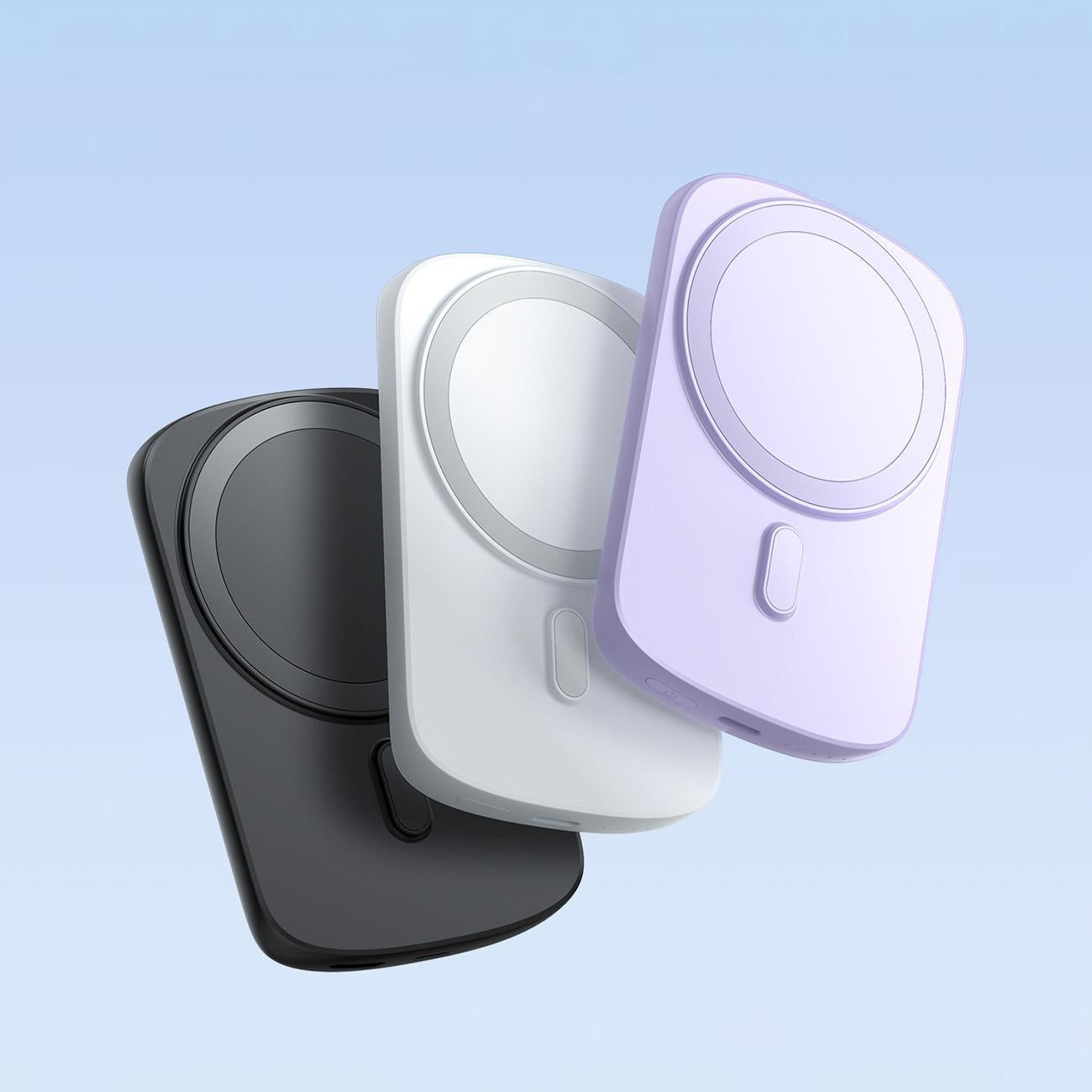 Powerbank med ringinduktiv laddare med stativ upp till 6000mAh 20W vit