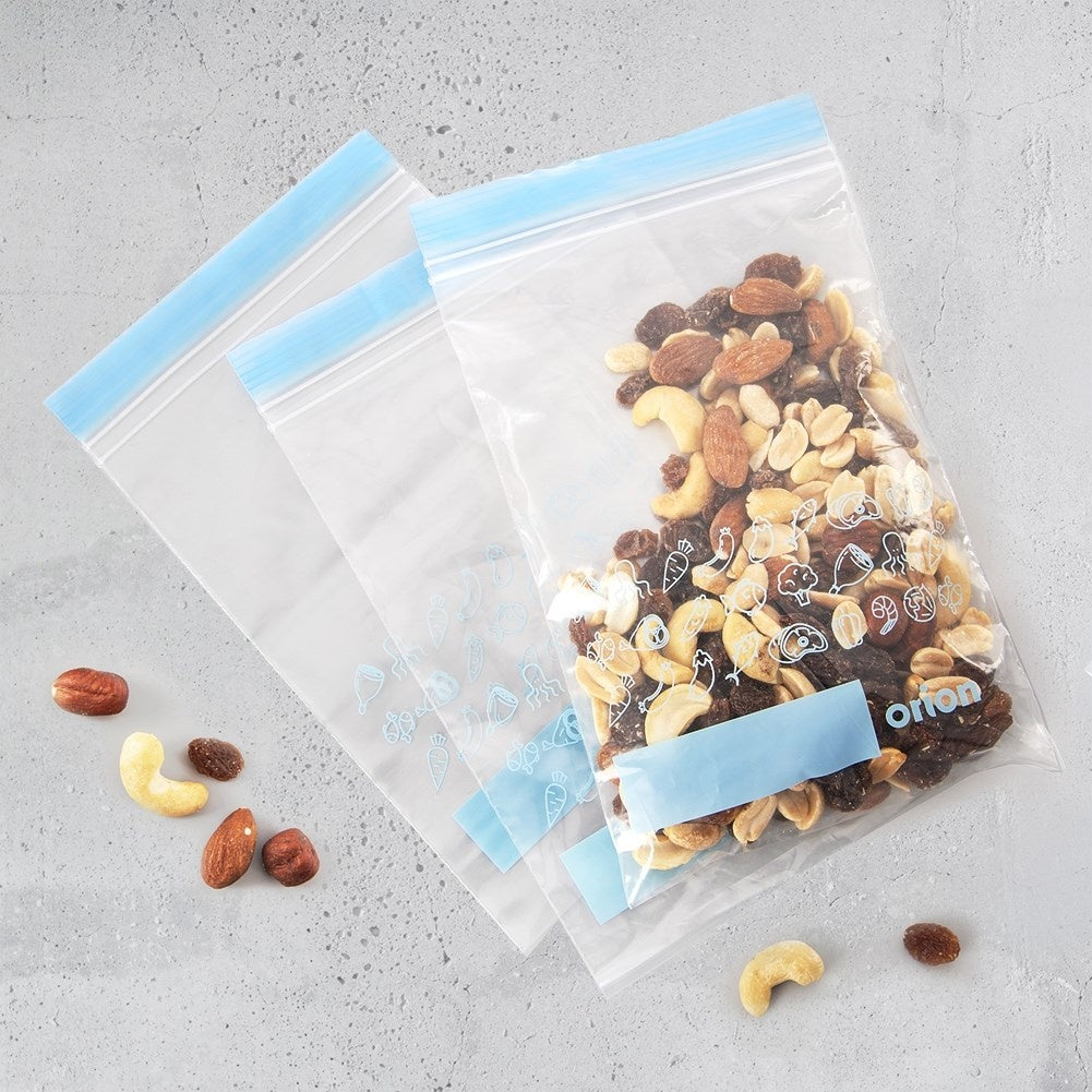 Praktiska plastpåsar med förslutning för kyl och frys, 25-pack