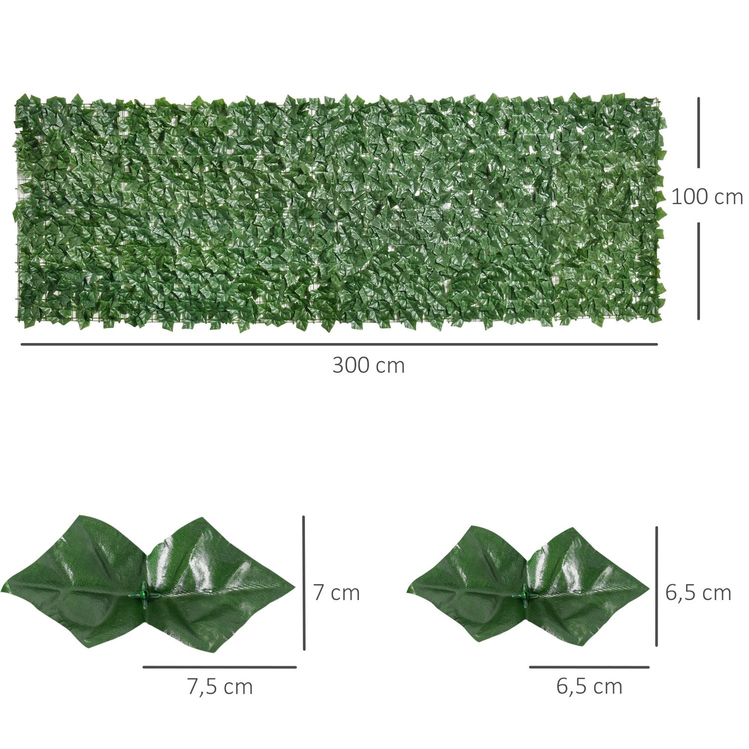 Artificiell integritetshäck – mörkgrön, 300x100cm, trädgård & uteplats