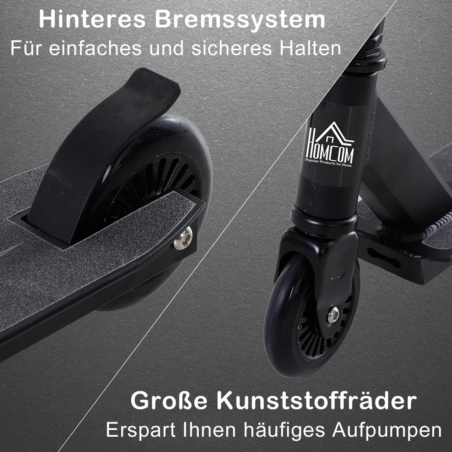 Freestyle stuntskoter med 100 mm PU-hjul, svart