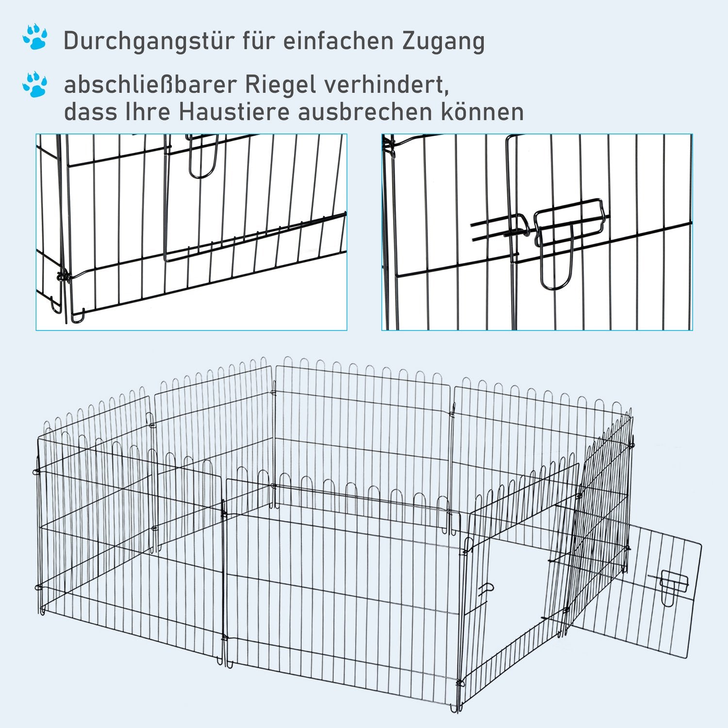 Valplekhage, flexibelt husdjursstängsel för utomhusbruk, 5 storlekar
