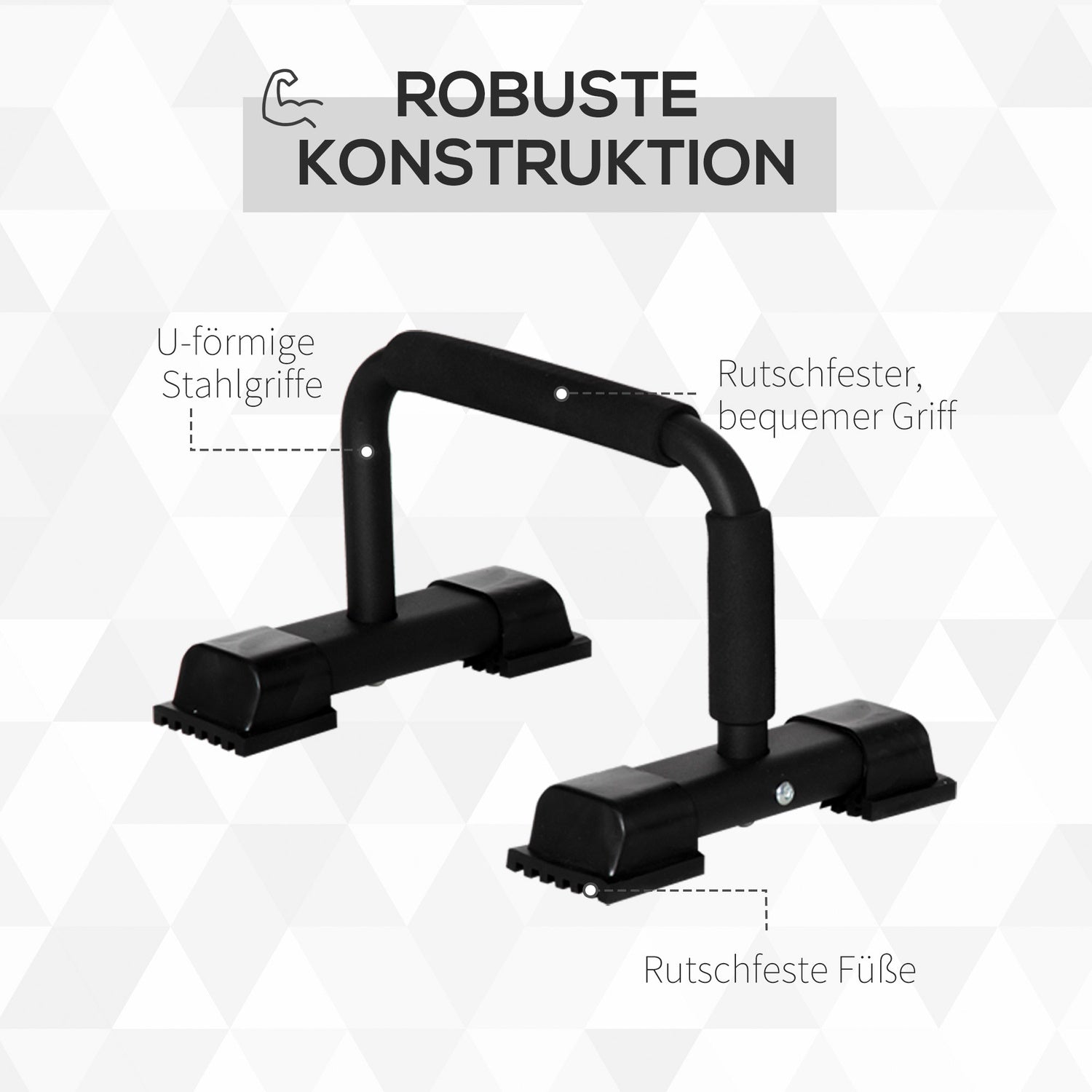 Halkfria push-up-stänger i stål med 2 st