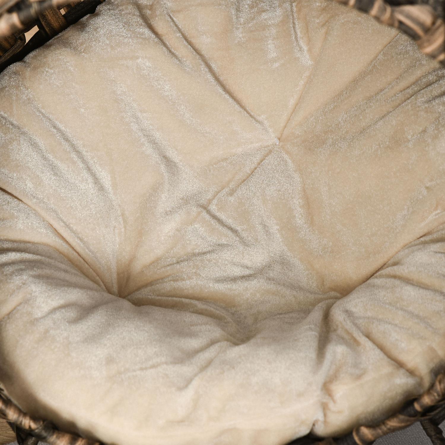 Rattan Cat Bed, förhöjd design med kudde, brun Ø52cm