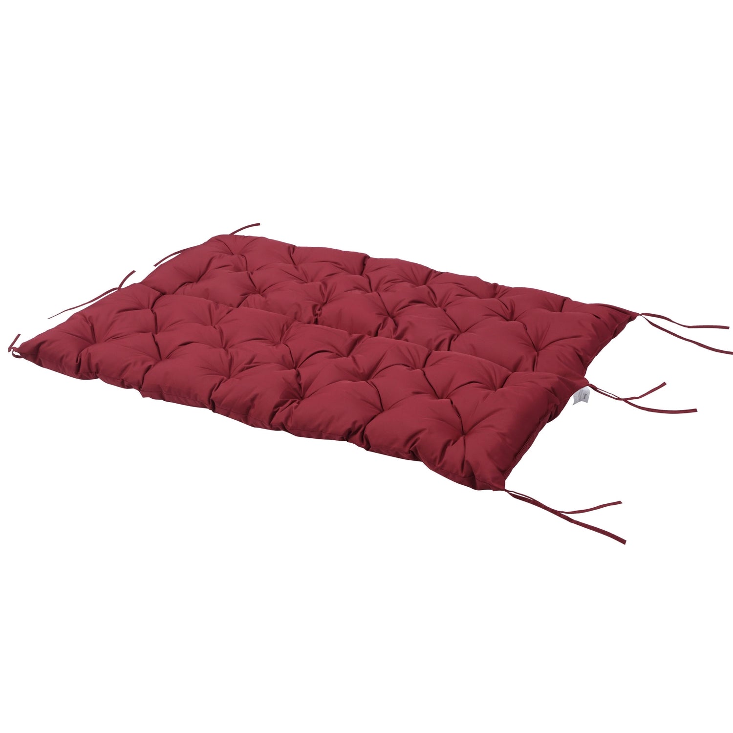 Röd utomhusbänkkudde med knytband, 3-sits, 150x98x8 cm