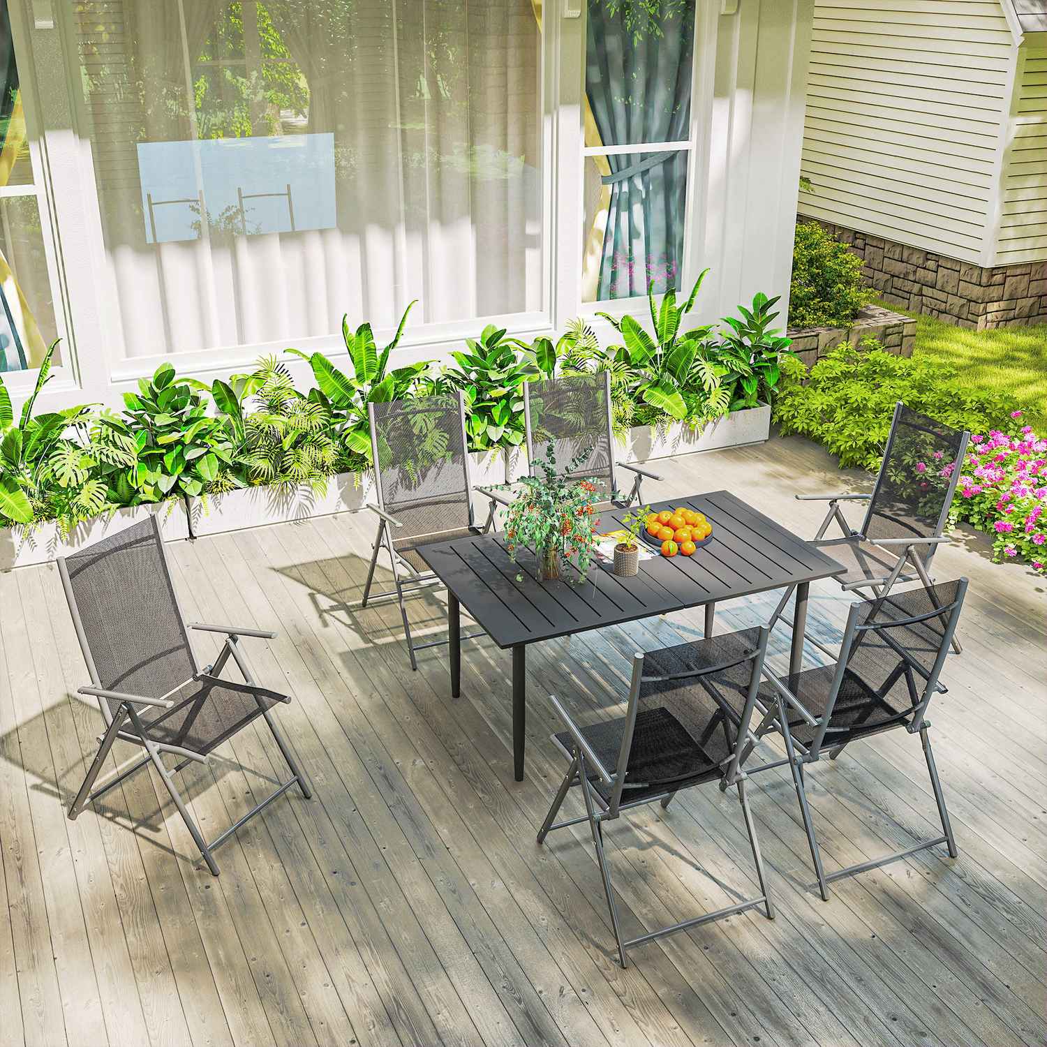 Rektangulärt Utomhusbord i stål, 150x90cm, Svart