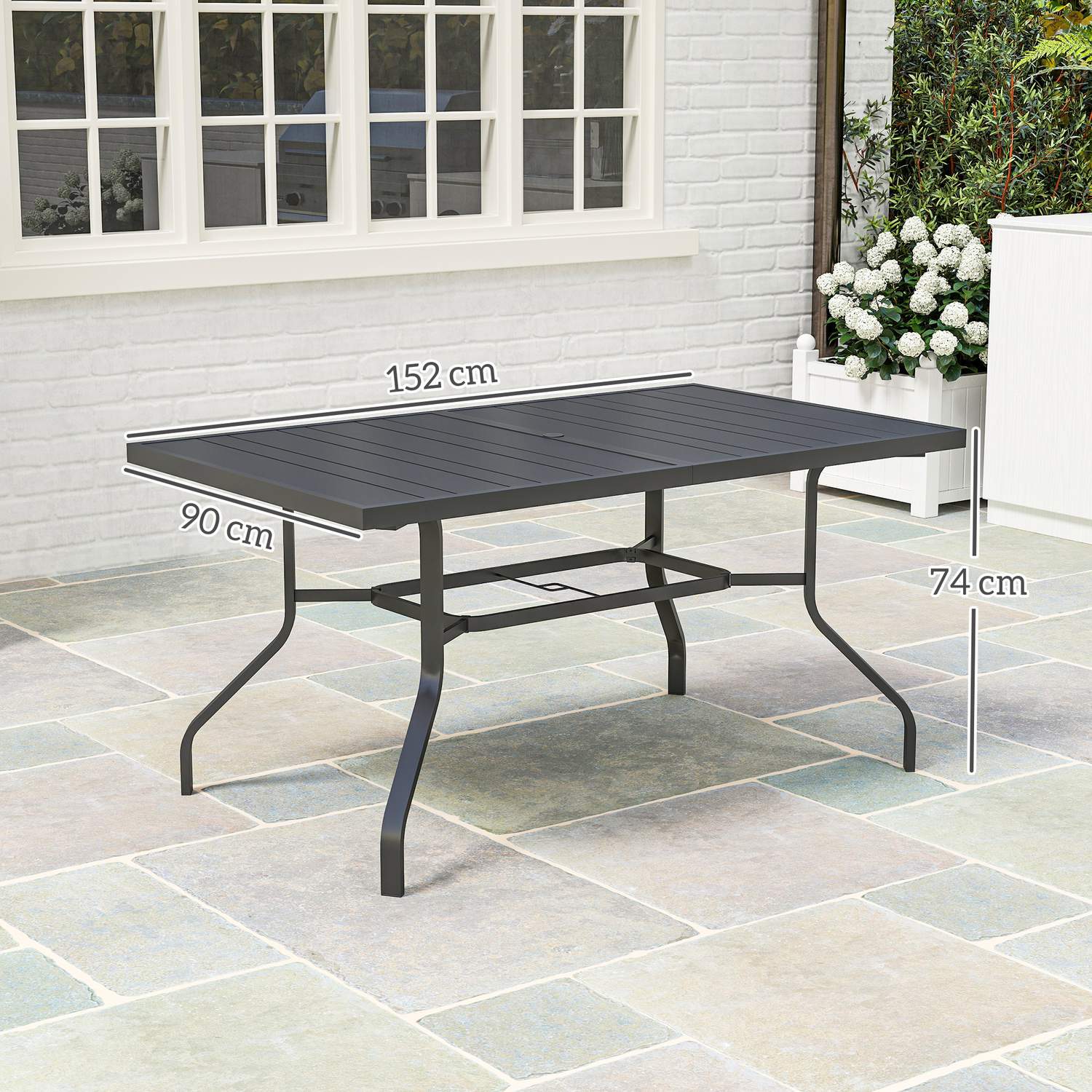 Rektangulärt Utomhusmatbord i stål, väderbeständigt, 152x90 cm