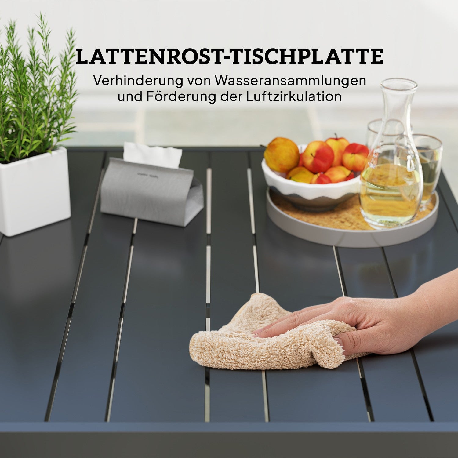 Rektangulärt Utomhusmatbord i stål, väderbeständigt, 152x90 cm