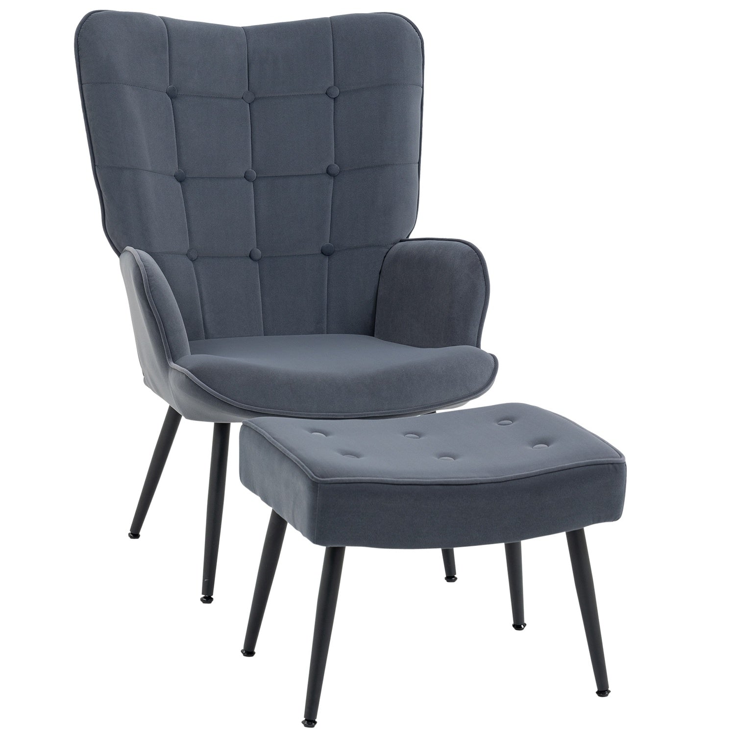 Velvet Relax Chair med armstöd och fotpall
