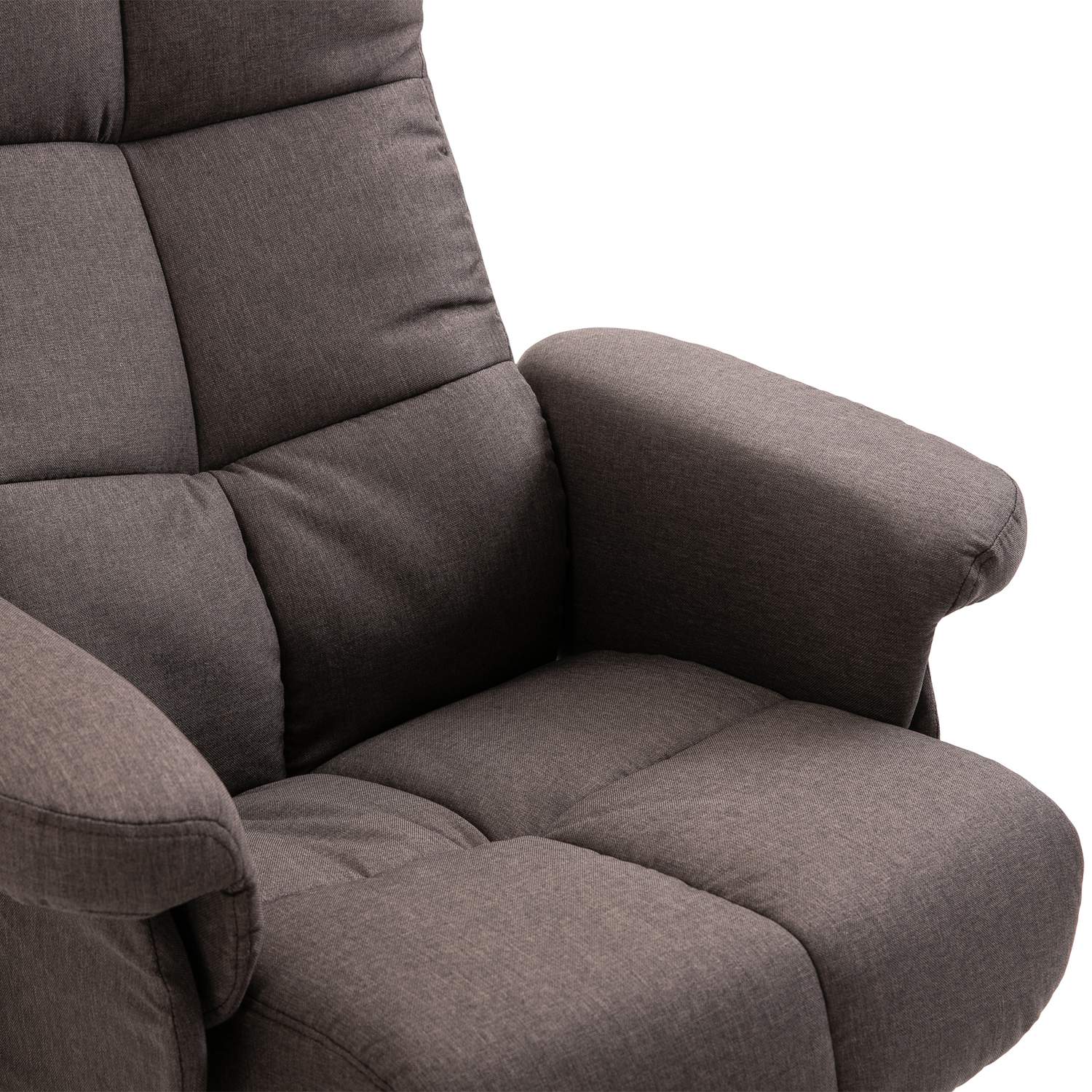 Massagefåtölj med fotpall, 145° lutning, brun