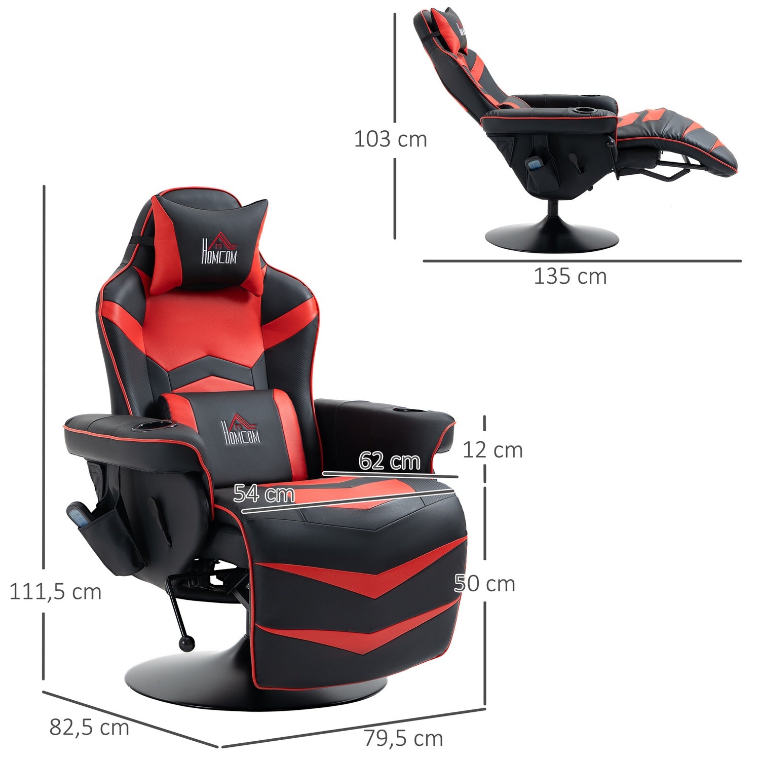 Ergonomisk vilstol Loungestol, konstläder, massagefunktion