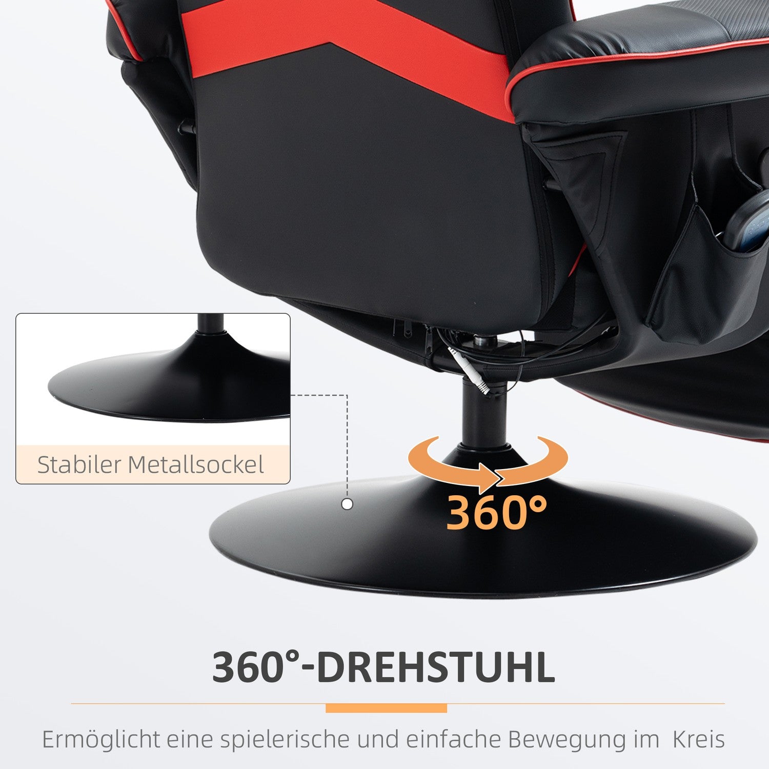 Ergonomisk vilstol Loungestol, konstläder, massagefunktion