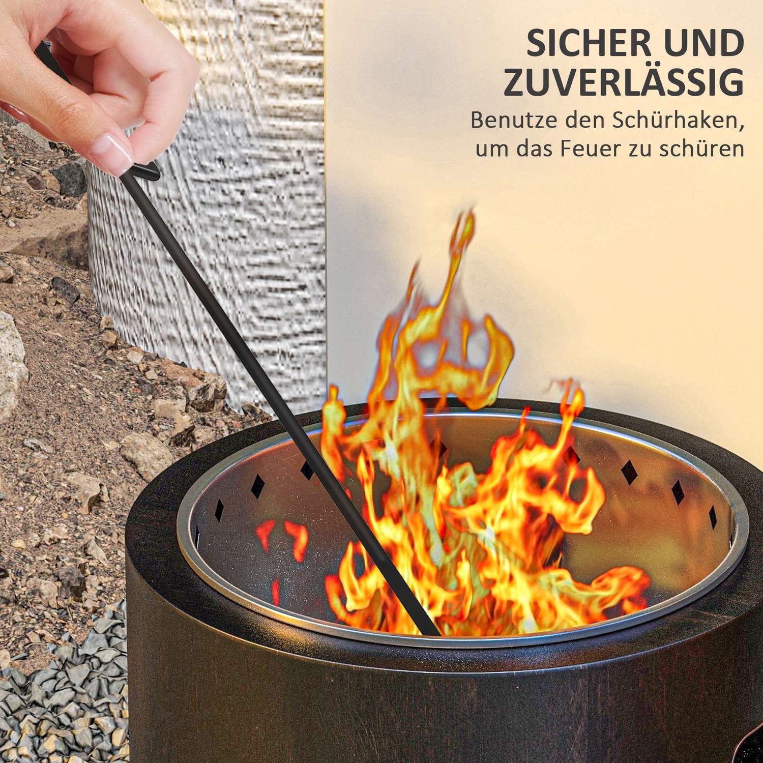 Rökfri eldskål, Ø45 Cm, eldstad i metall för trädgård/camping