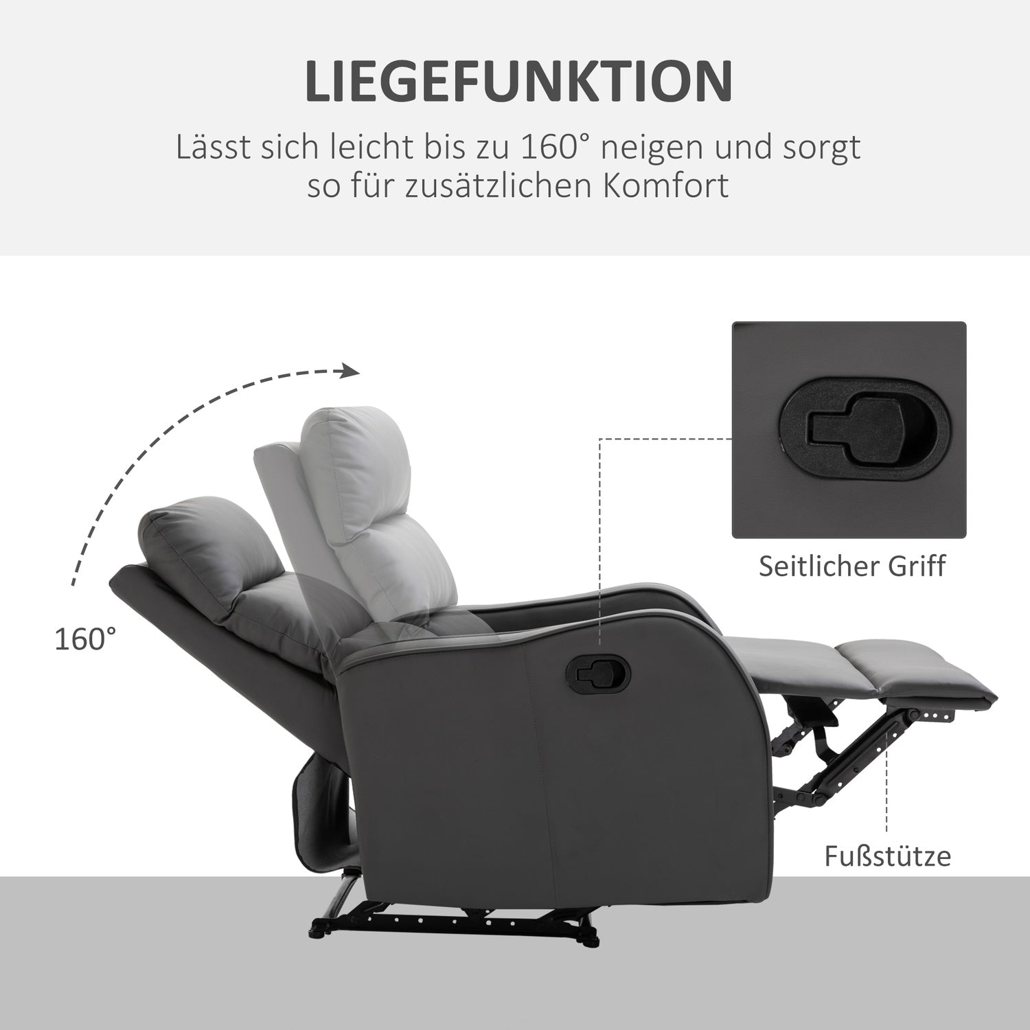 Rocking Recliner Stol, Vridbar Med Mugghållare, Microfiber