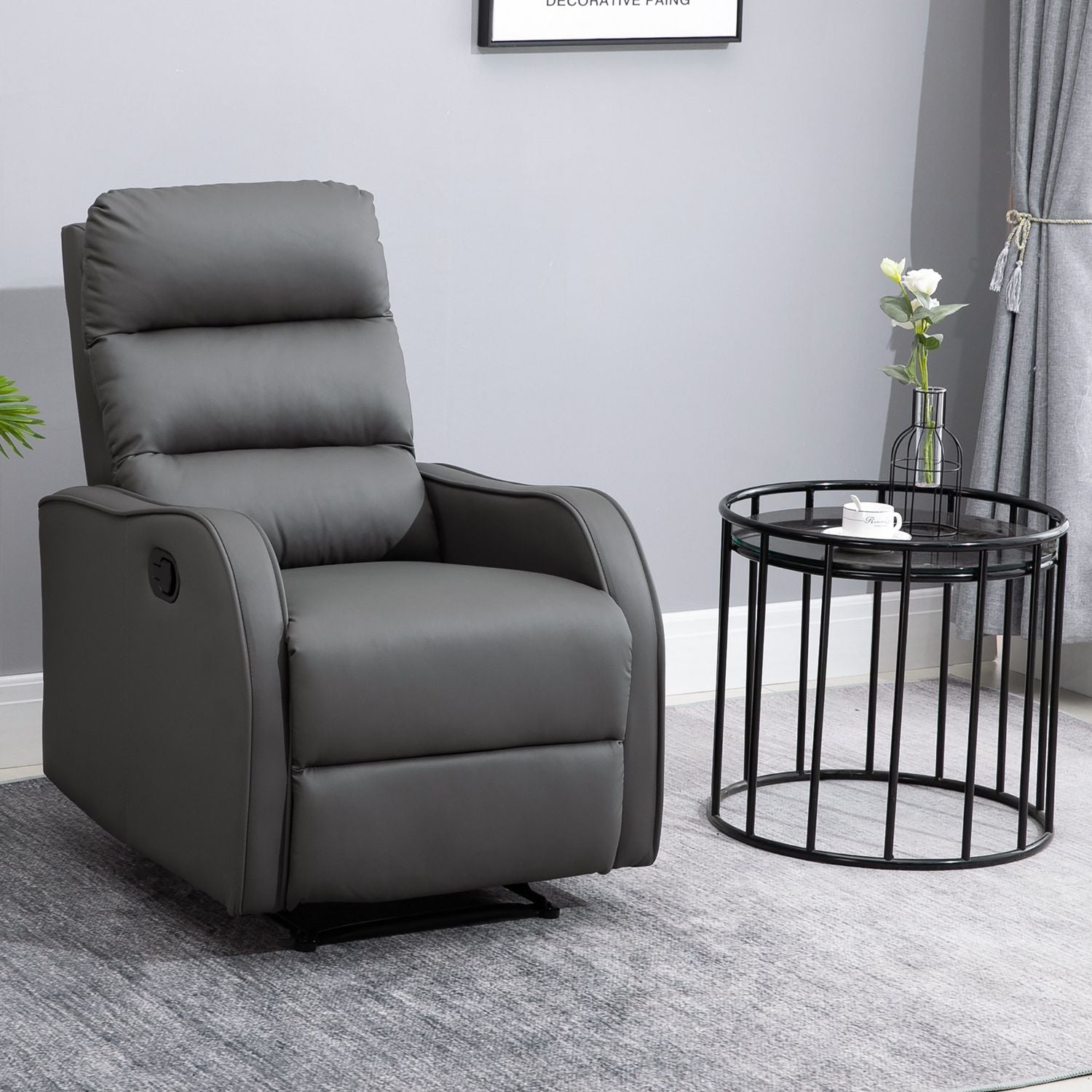 Rocking Recliner Stol, Vridbar Med Mugghållare, Microfiber