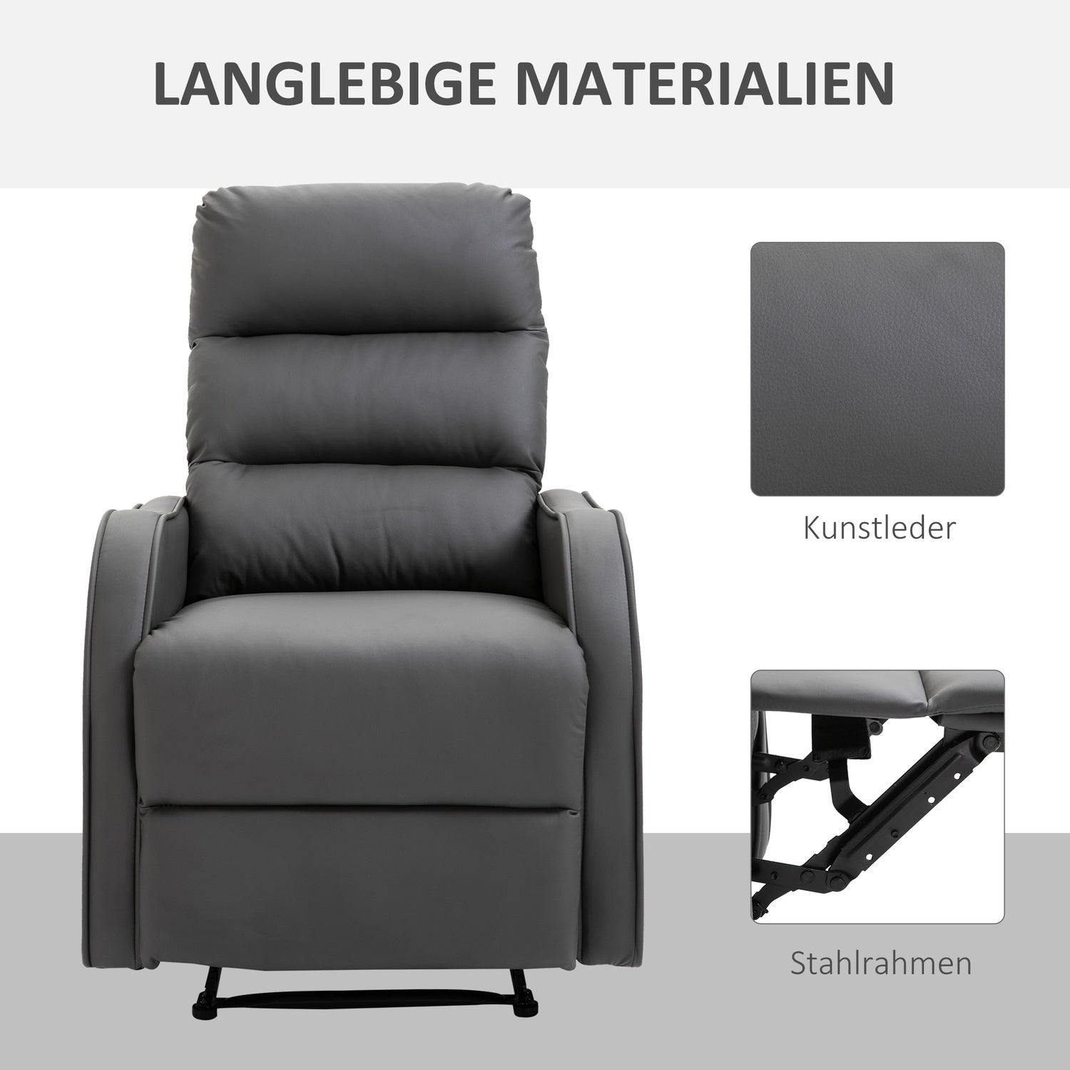 Rocking Recliner Stol, Vridbar Med Mugghållare, Microfiber