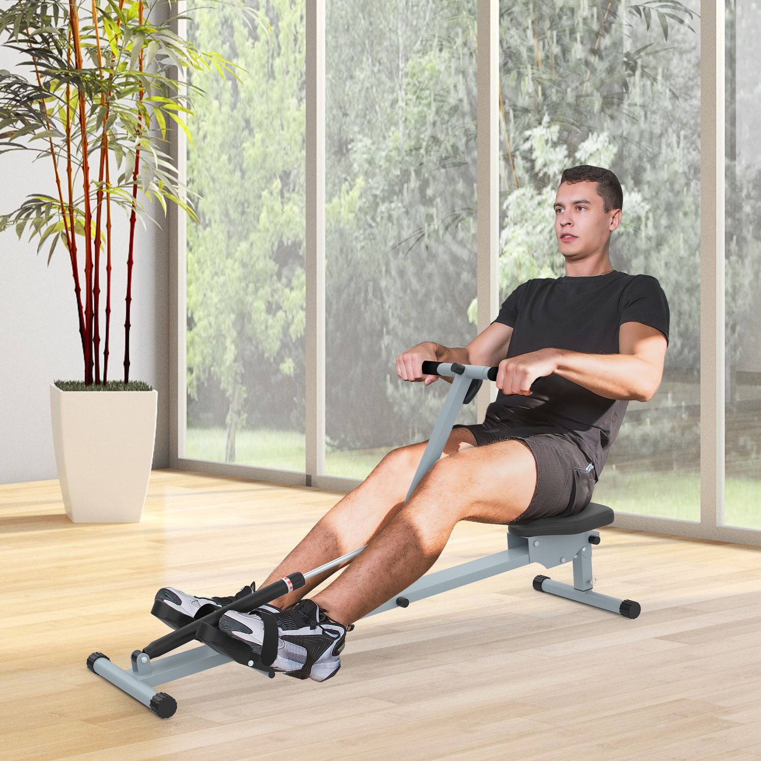 Roddmaskin Motionscykel med LCD, Stålram, Grå