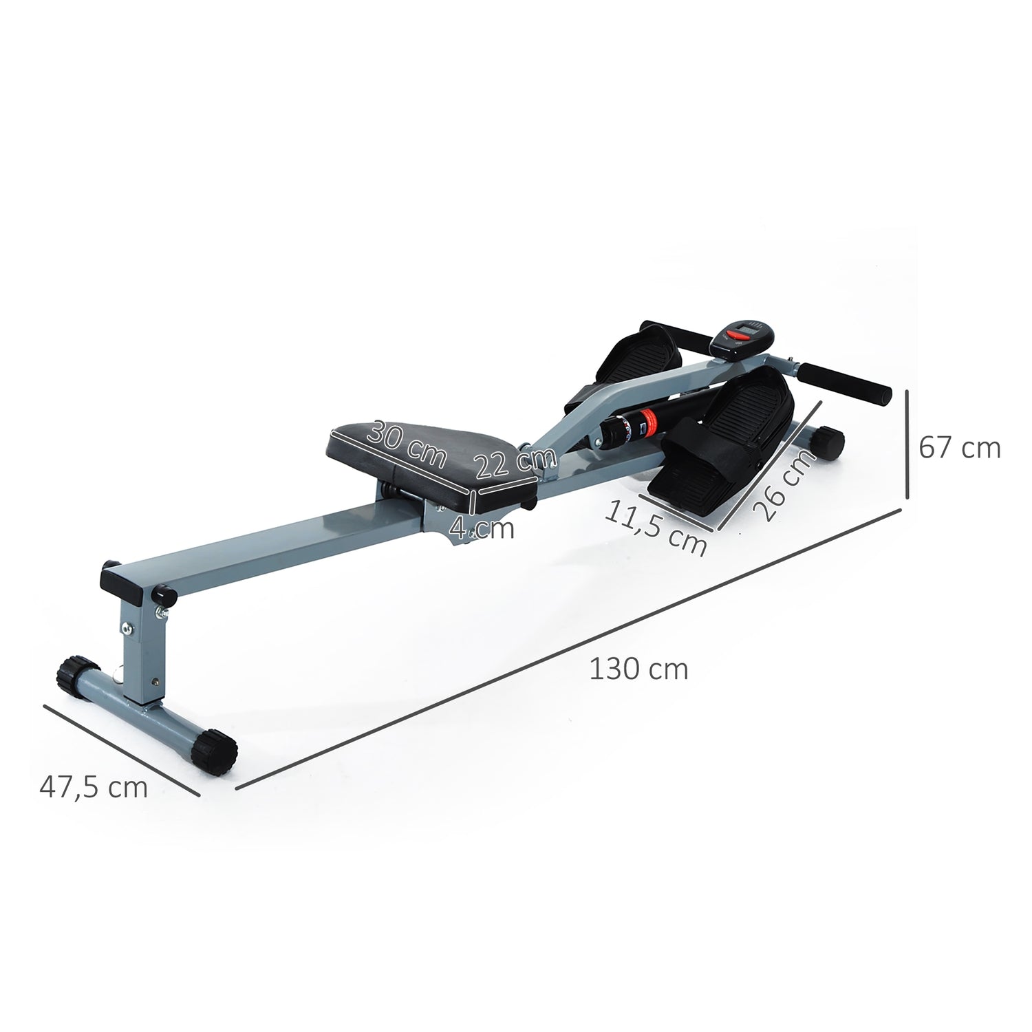 Roddmaskin Motionscykel med LCD, Stålram, Grå