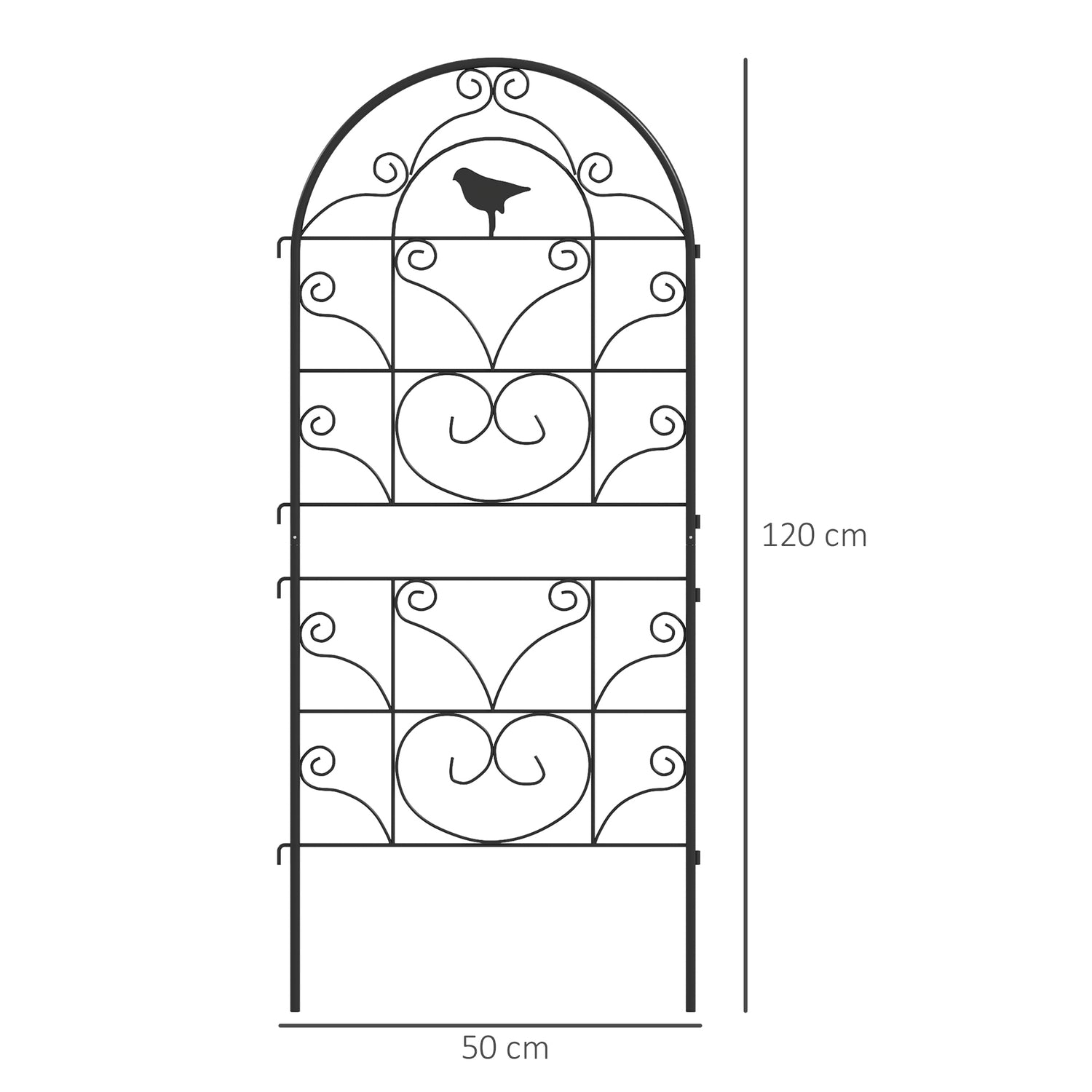 Rostsäker metallspaljéset för klätterväxter, 50x120 cm
