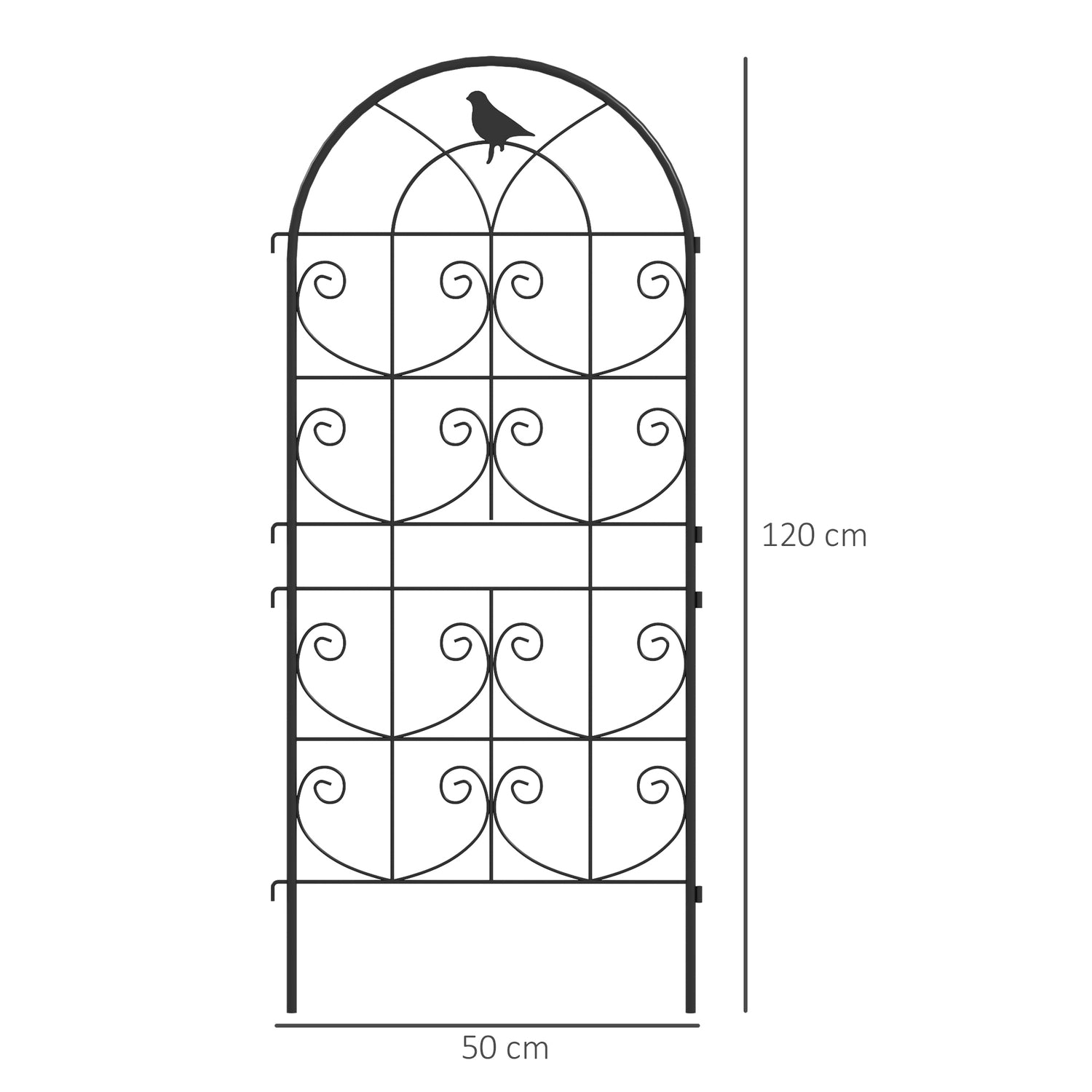 Rostskyddad metall fågeldesign spaljéset, 50x120 cm, 2-pack