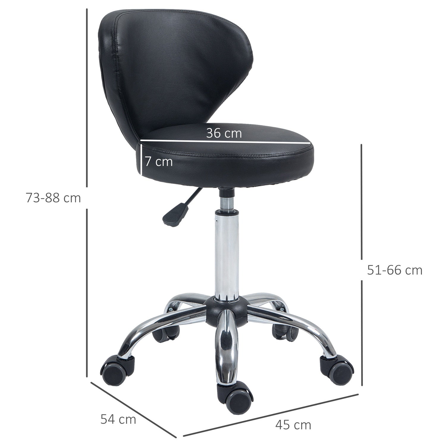 Roterande massagepall – justerbar ergonomisk sits, svart konstläder