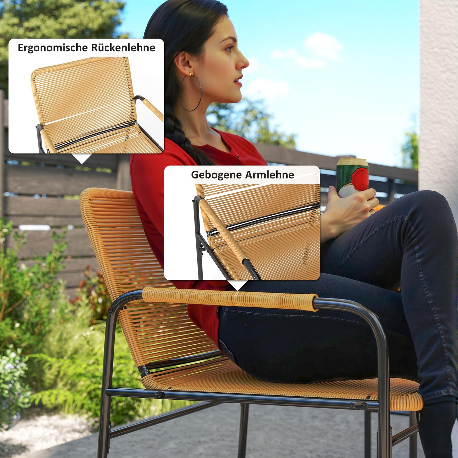 Rotting bistroset – 2 stolar & bord, trädgård/uteplats, gul