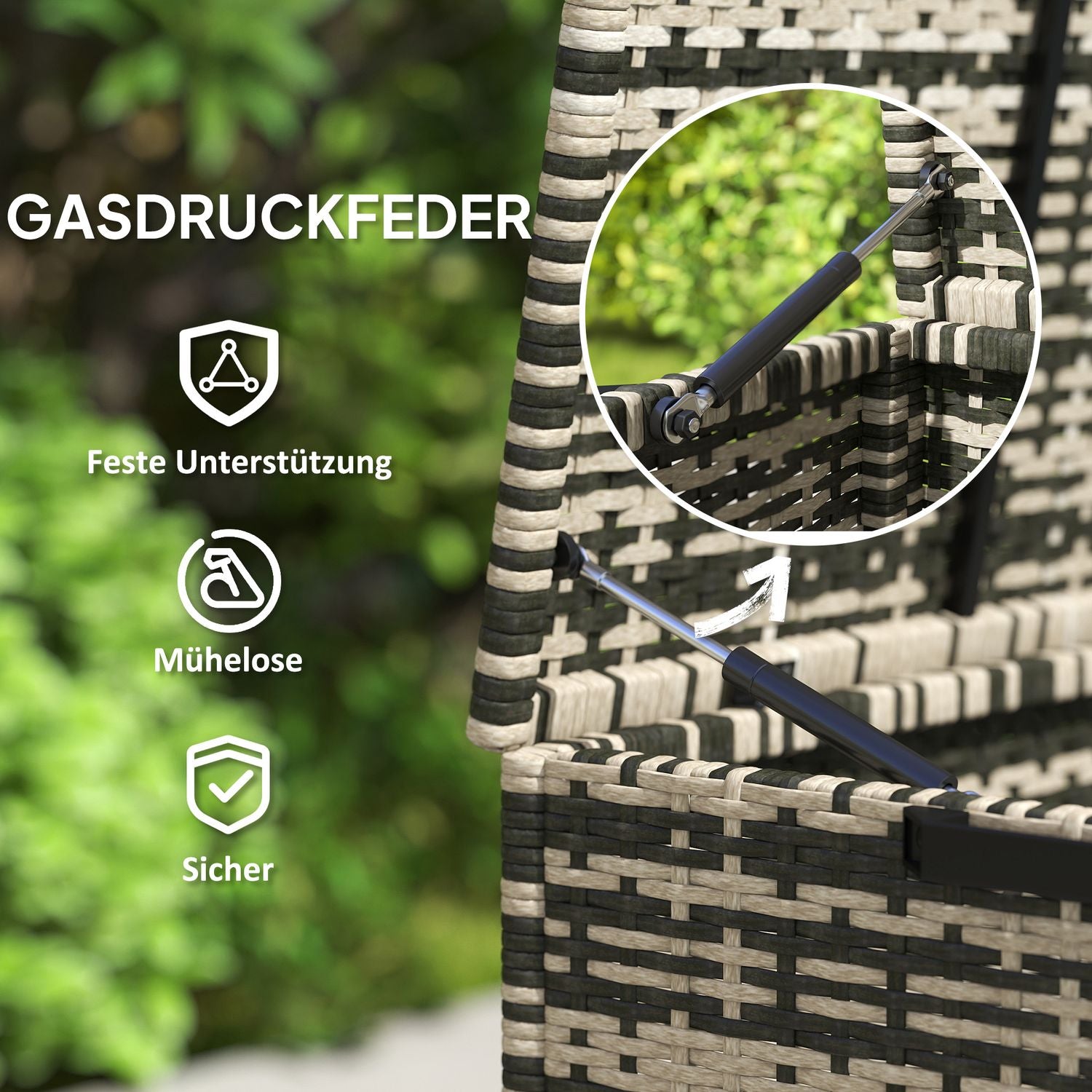 Rottingförvaringslåda 350L – väderbeständig, UV-beständig, blandad grå