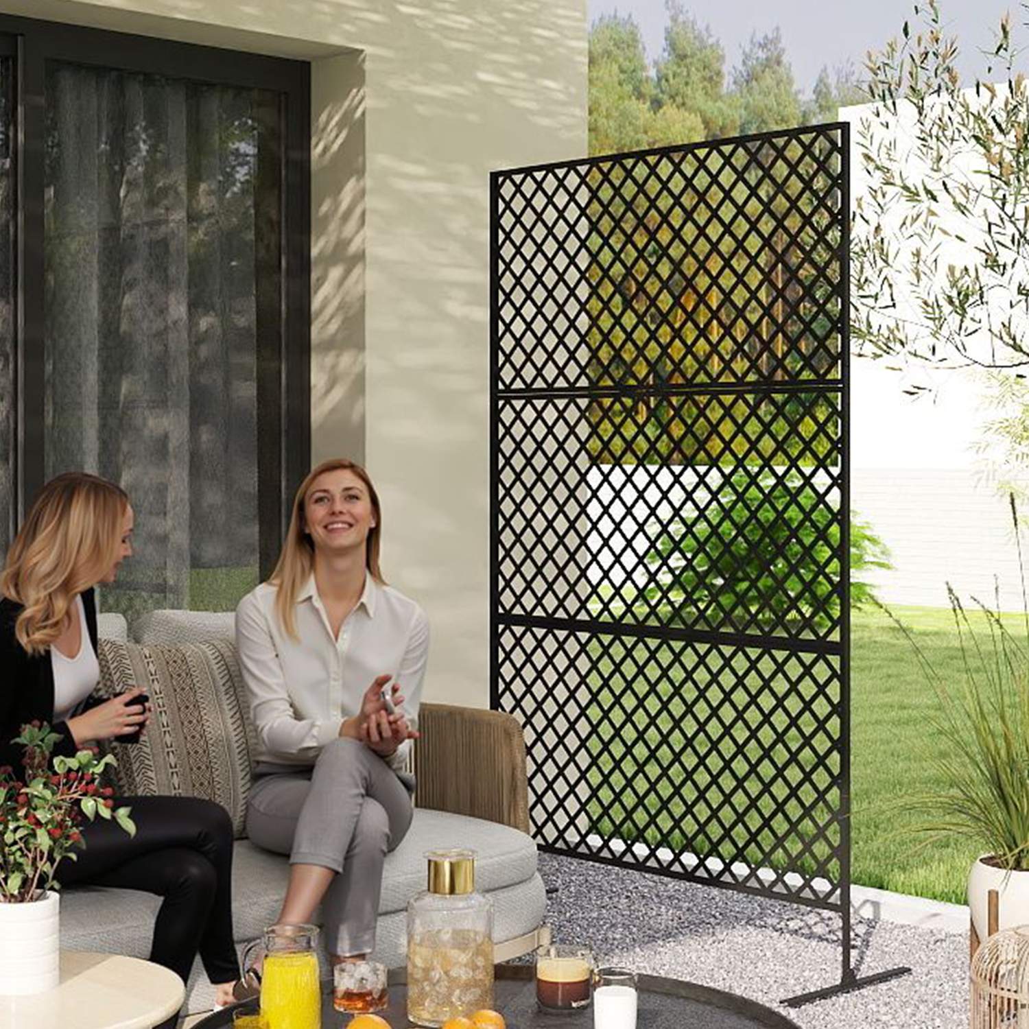 3-panels svart rumsavdelare, 122 x 198 cm sekretessskärm