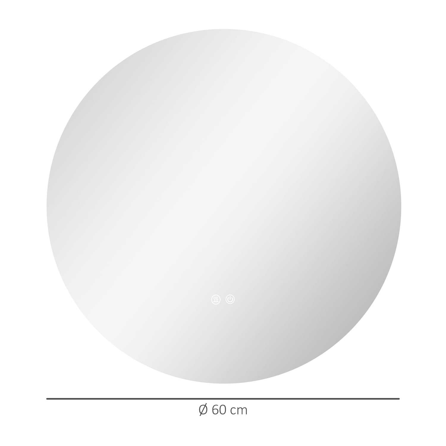 Rund LED Badrumsspegel, Touch Switch, Anti-Imma, 3 ljusfärger