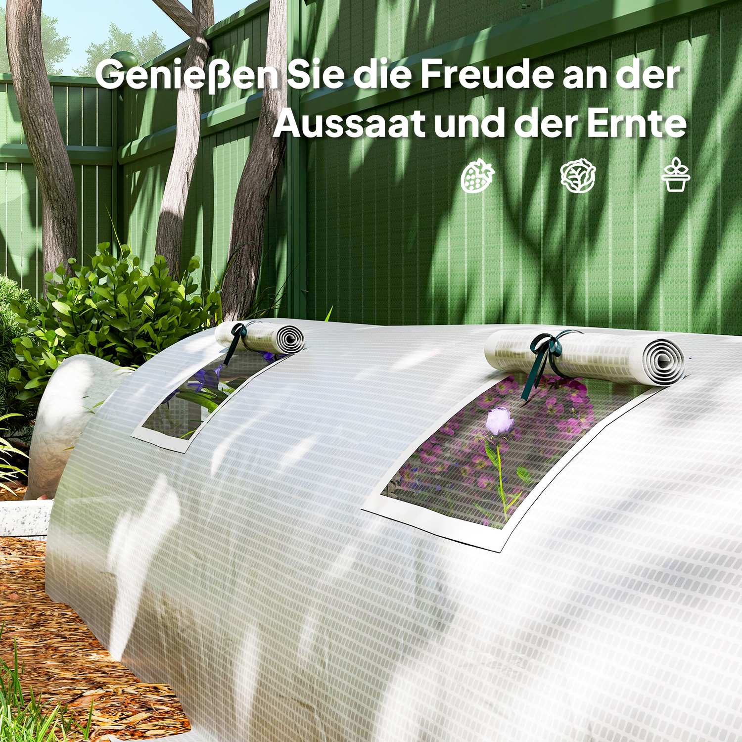 Runda taktomatväxthus, UV-skyddat, 300x80x45 cm