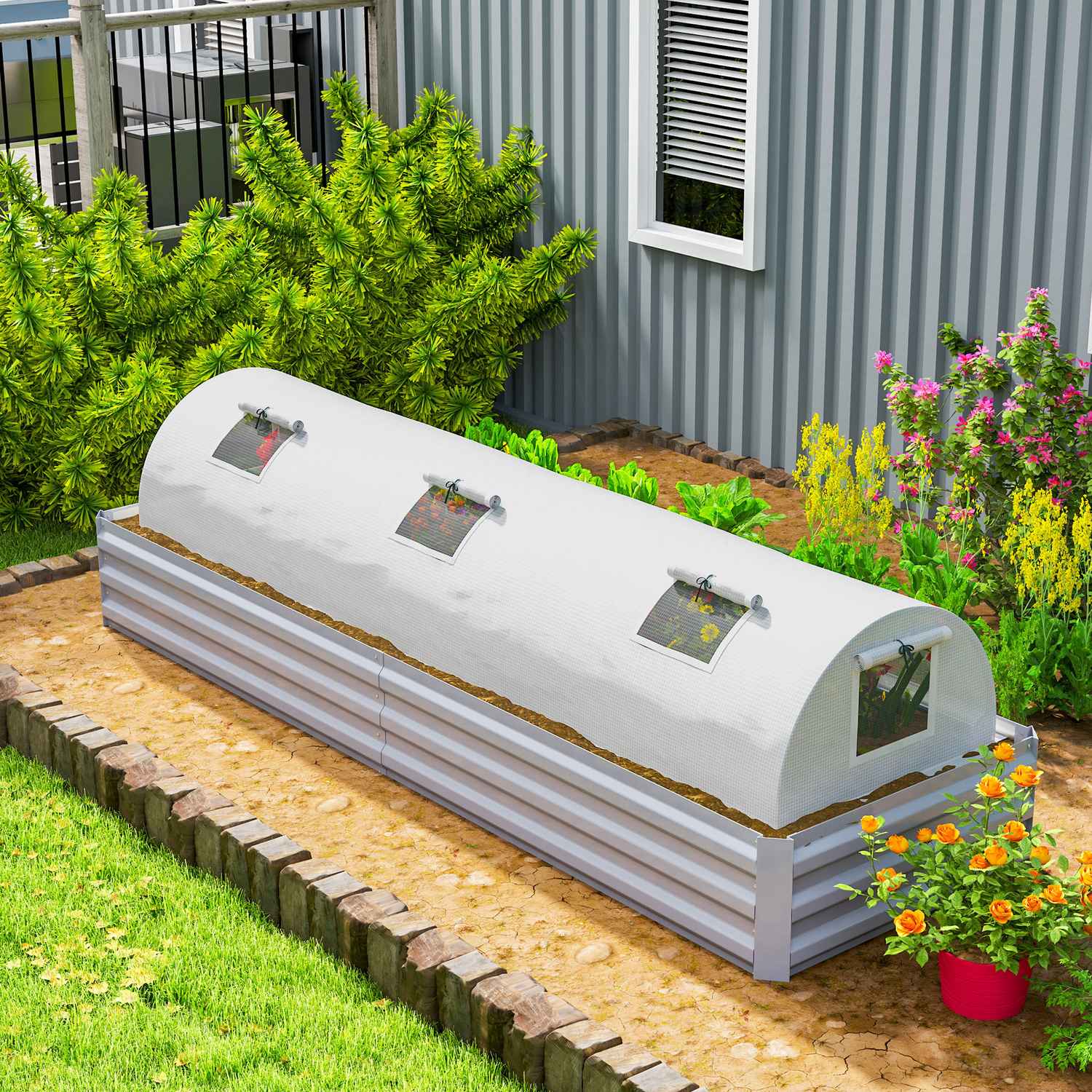 Runda taktomatväxthus, UV-skyddat, 300x80x45 cm